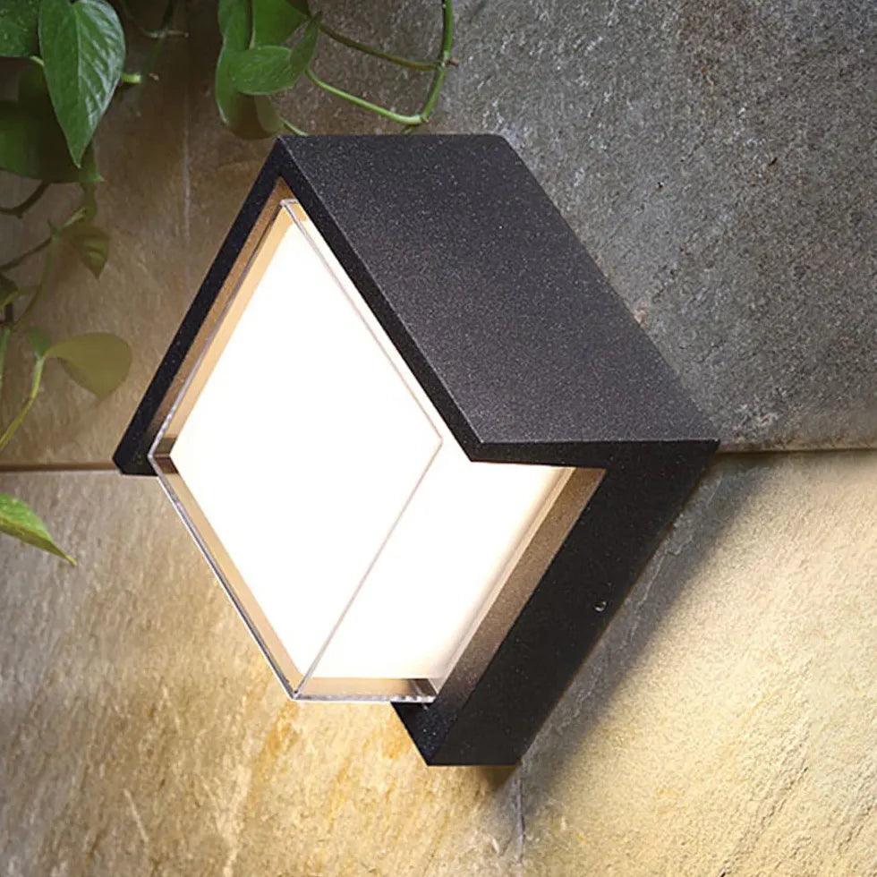 Minimalist Black LED Outdoor Wall Lights - Modern Geometric Design for Porch, Garden, and Patio Lighting