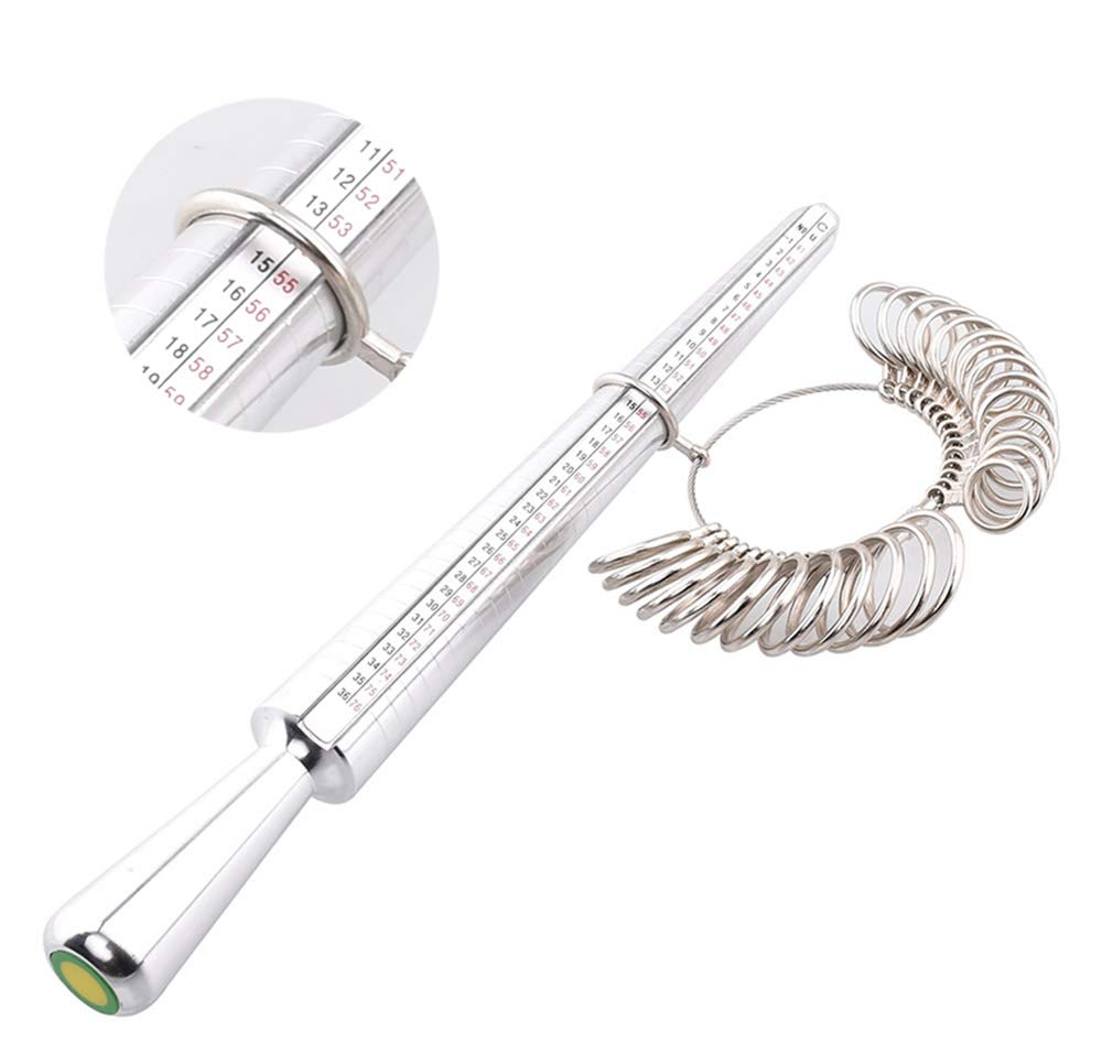 Professional Ring Sizer & Mandrel Set - Jewelry Making & Ring Measuring Tool with Ring Gauge, Rubber Hammer for Accurate Sizing - Perfect for Jewelers, DIY Crafts & Ring Resizing at Home or Workshop