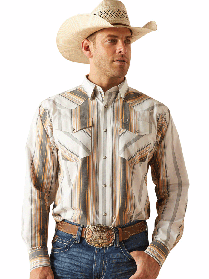 Ariat Men's Pro Series Evan Classic Fit Shirt - Tan | Western Work Shirt for Cowboy, Ranch & Outdoor Activities