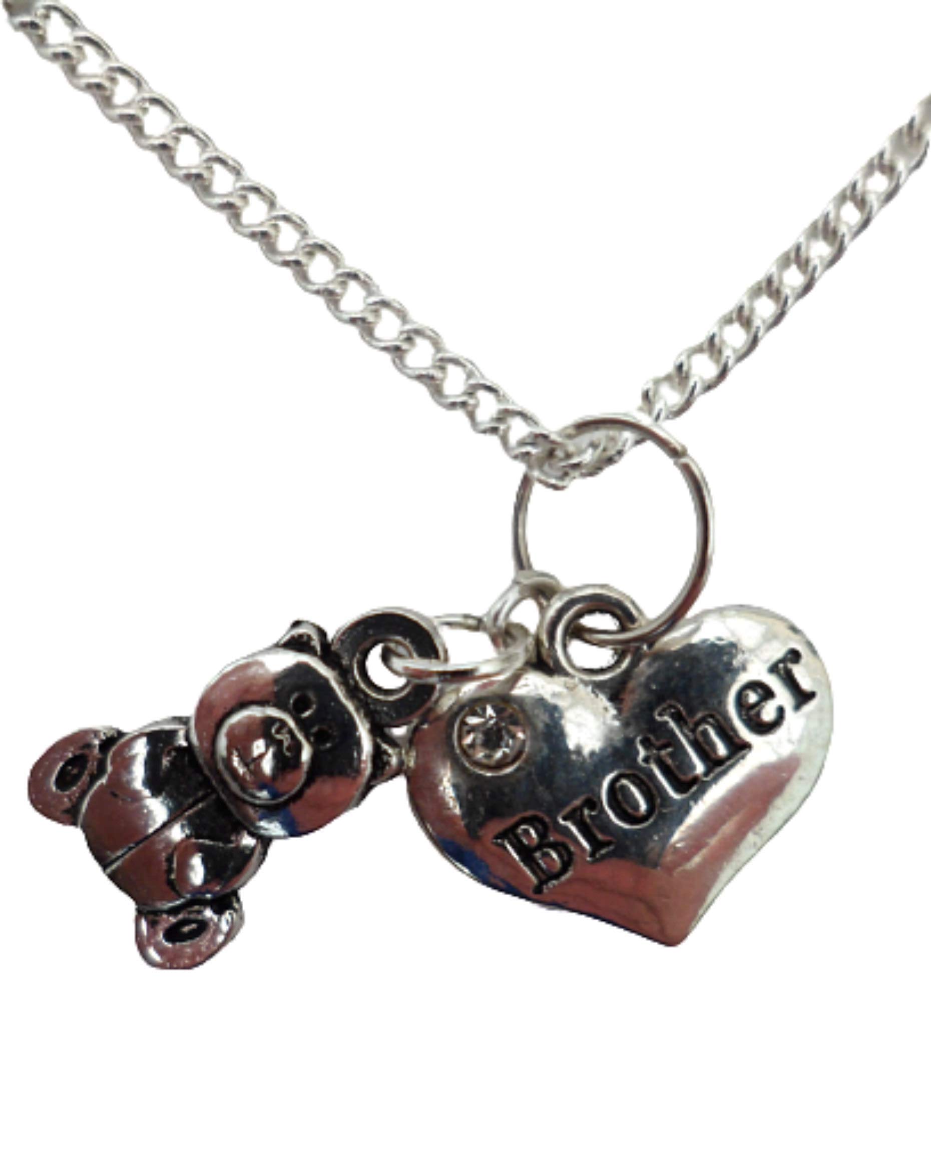Silver Heart Bear Pendant Necklace for Women Gifts
