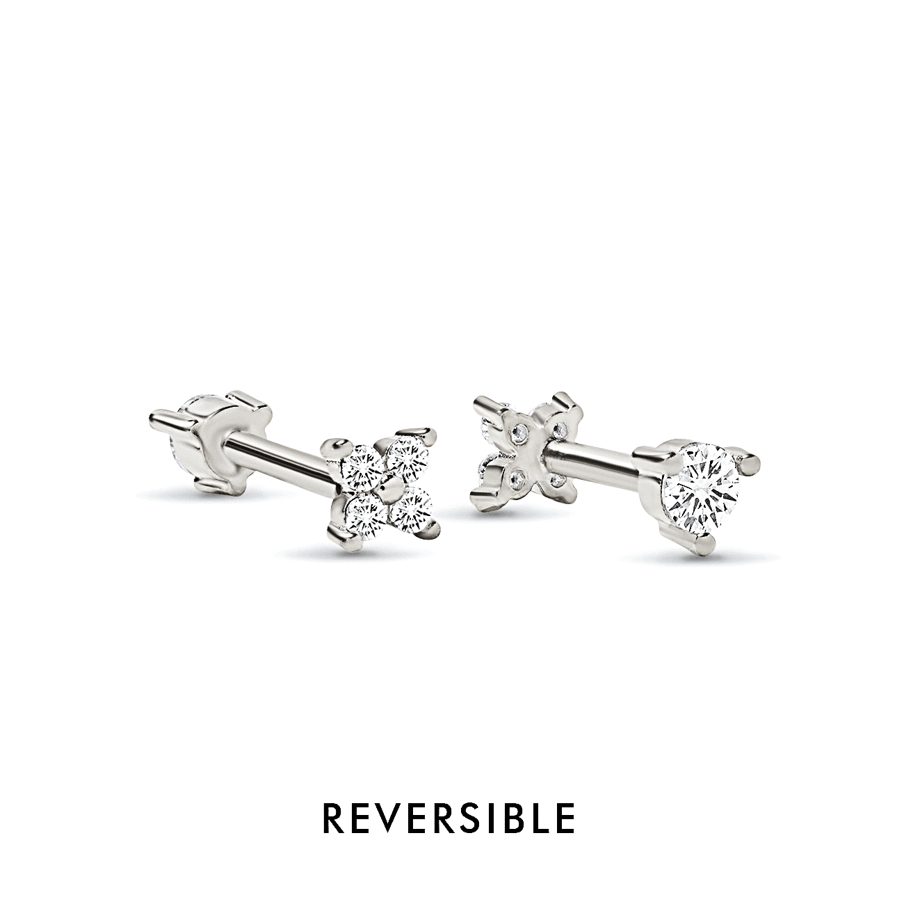 Pavé & Flor Flat Back Stud Earrings for Women - Sparkling Crystal Rhinestone Studs for Daily Wear, Parties & Special Occasions