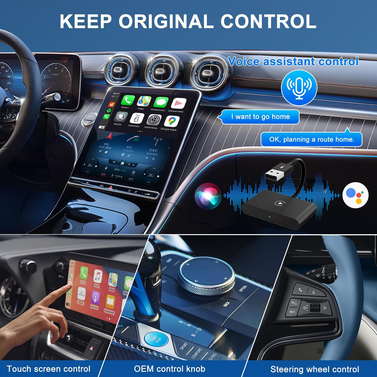 2024 Upgraded Wireless CarPlay Adapter - Convert Factory Wired CarPlay to Wireless for iPhone iOS 10+ & Cars Since 2015 | Seamless Music Streaming & Hands-Free Calling for Safer Driving