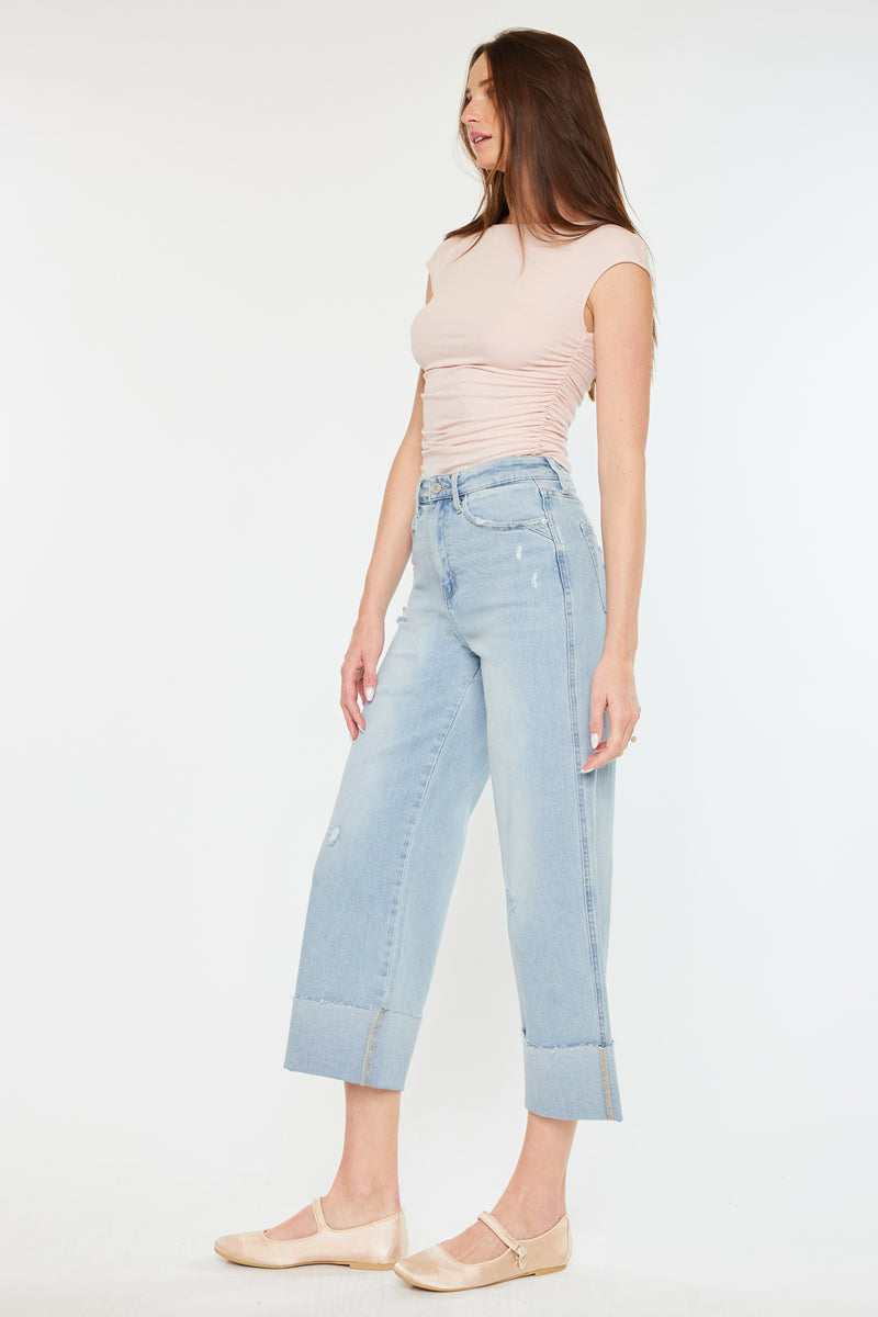 Sully 90's High Waist Cropped Wide Leg Jeans for Women - Vintage Retro Denim Pants - Perfect for Casual Outfits, Street Style & Everyday Wear