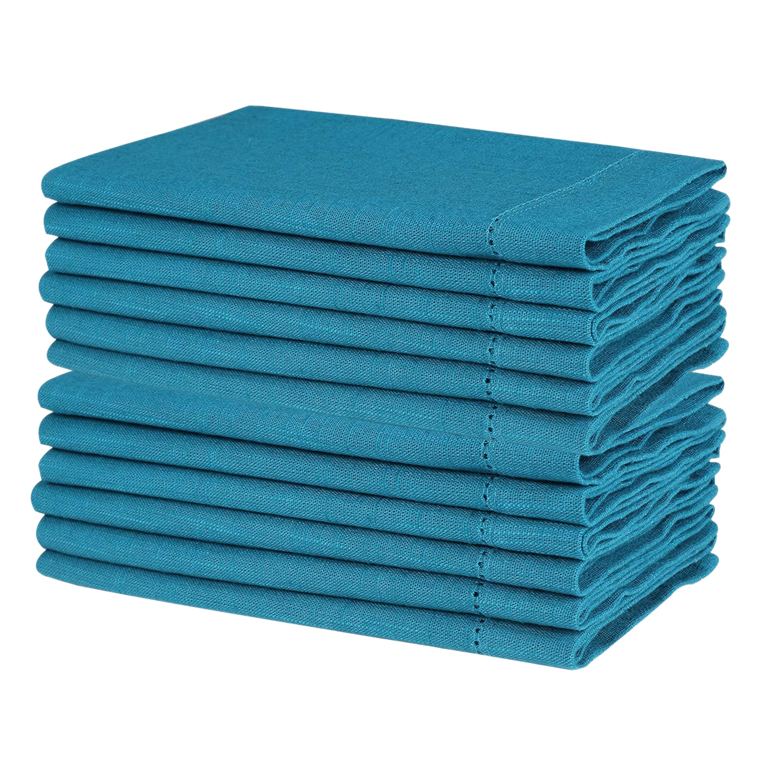 Premium 18x18 Inch Linen Cotton Washable Napkins Set of 6 - Soft, Durable & Highly Absorbent Dinner Napkins for Restaurants, Weddings & Parties (Teal) | Perfect for Fine Dining, Catering Events & Home Entertaining