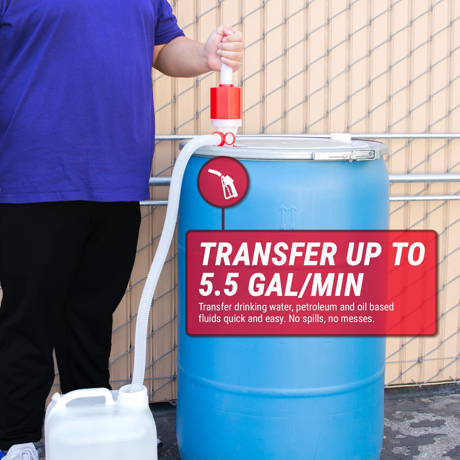 BPA-Free 55-Gallon Drum Pump - Heavy Duty Emergency Water Transfer & Siphon Kit (24 Pumps) | Food Grade Safe for Drinking Water | Perfect for Disaster Preparedness, Camping & Off-Grid Living