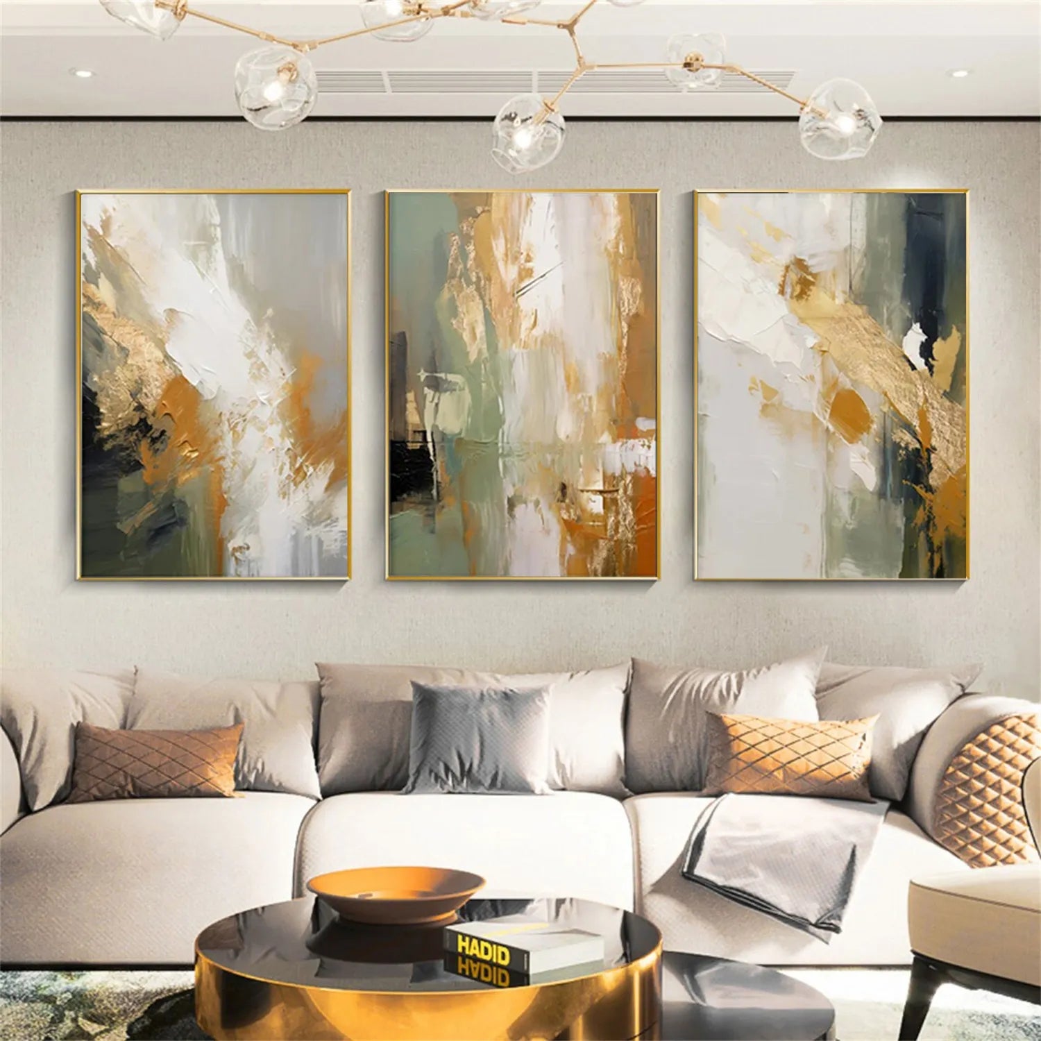 Abstract Painting Set of 3 - Modern Wall Art Canvas Prints #AB214 - Perfect for Living Room, Bedroom & Office Decor