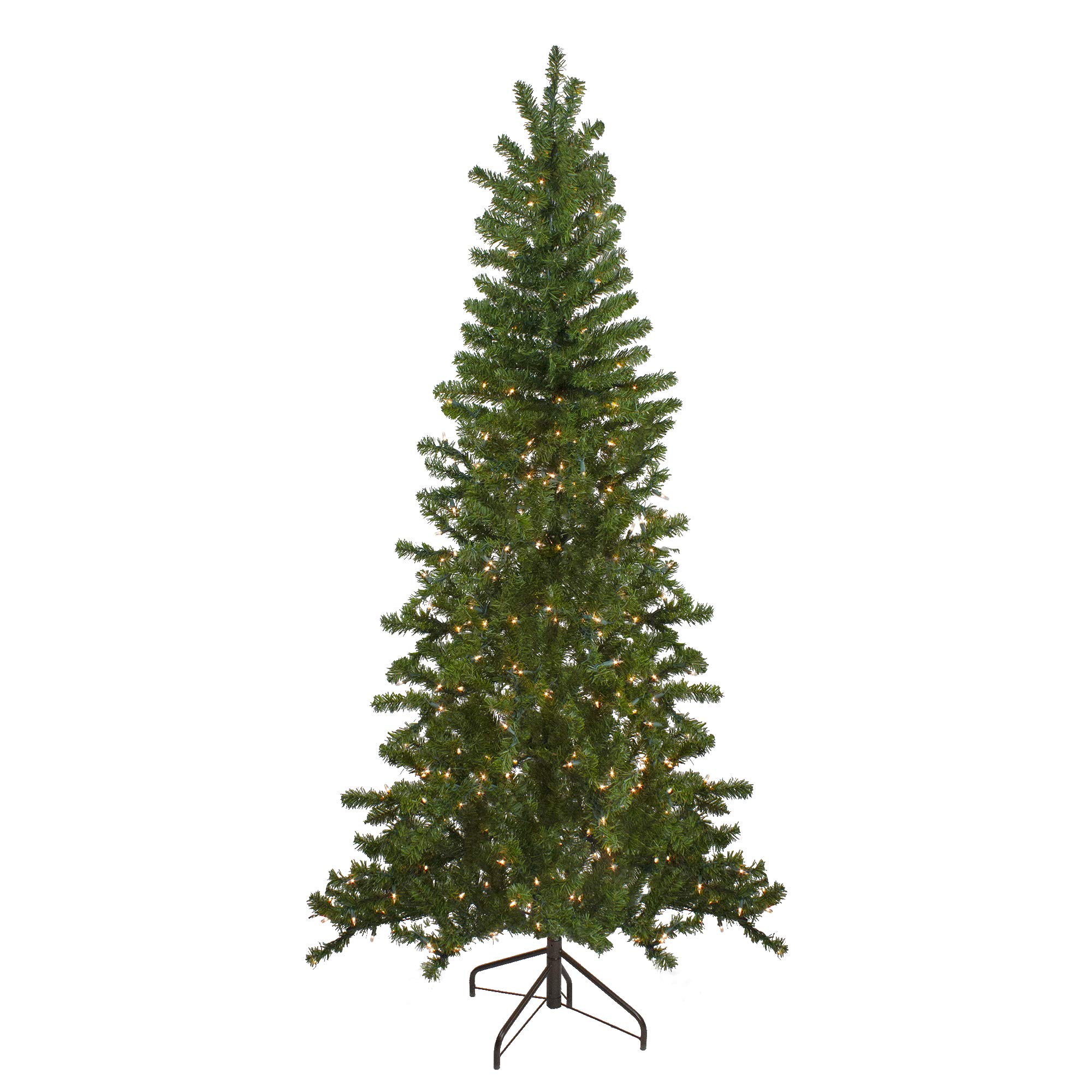 7.5' Pre-Lit Artificial Canadian Pine Christmas Wall Tree with Clear Lights - Space Saving Holiday Decor for Small Apartments, Dorms & Offices