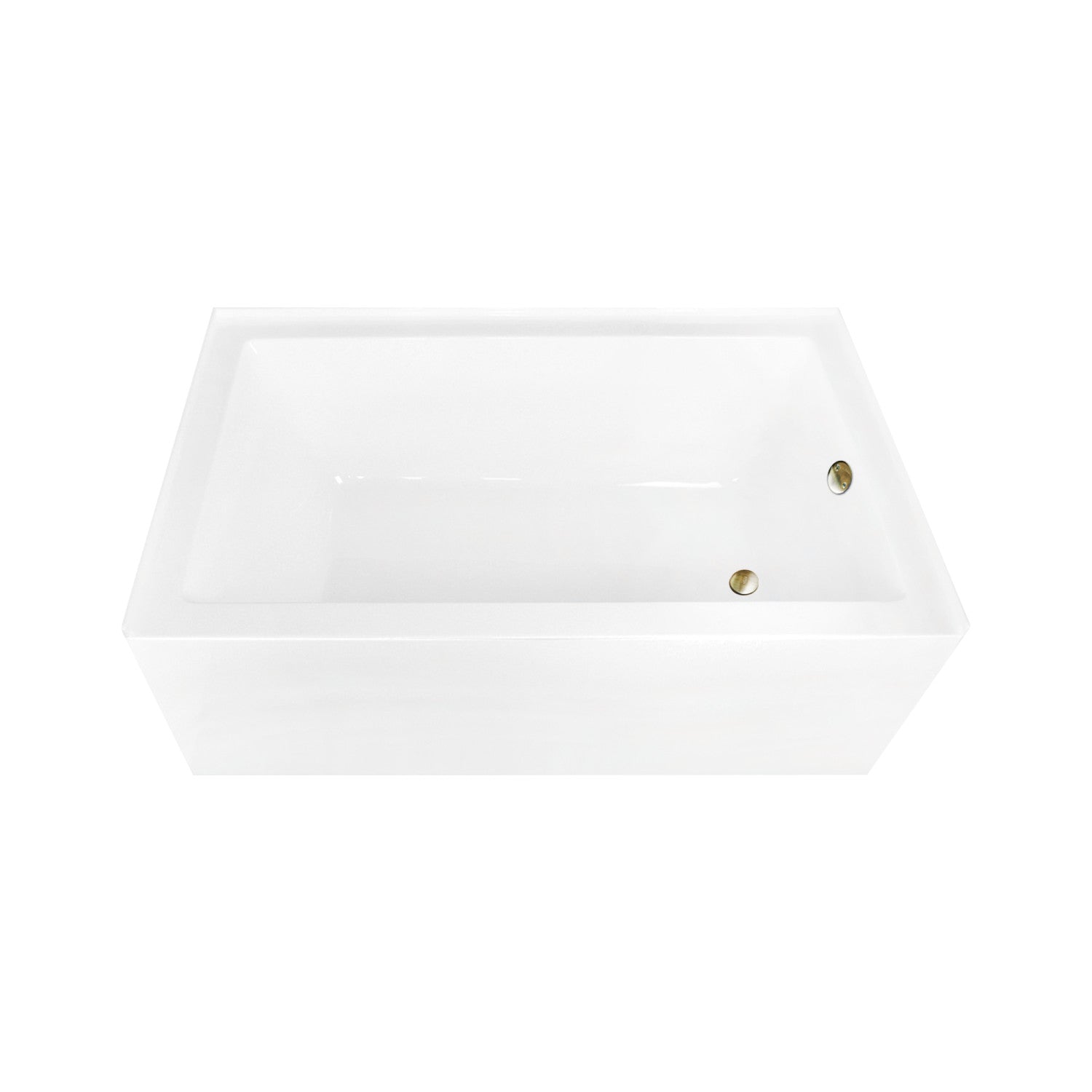 Aqua Eden 60 Inch Acrylic Rectangular 3-Wall Alcove Bathtub - Right Hand Drain, Glossy White with Antique Brass Trim | Freestanding Soaking Tub for Modern Bathrooms, Spa-Like Relaxation at Home