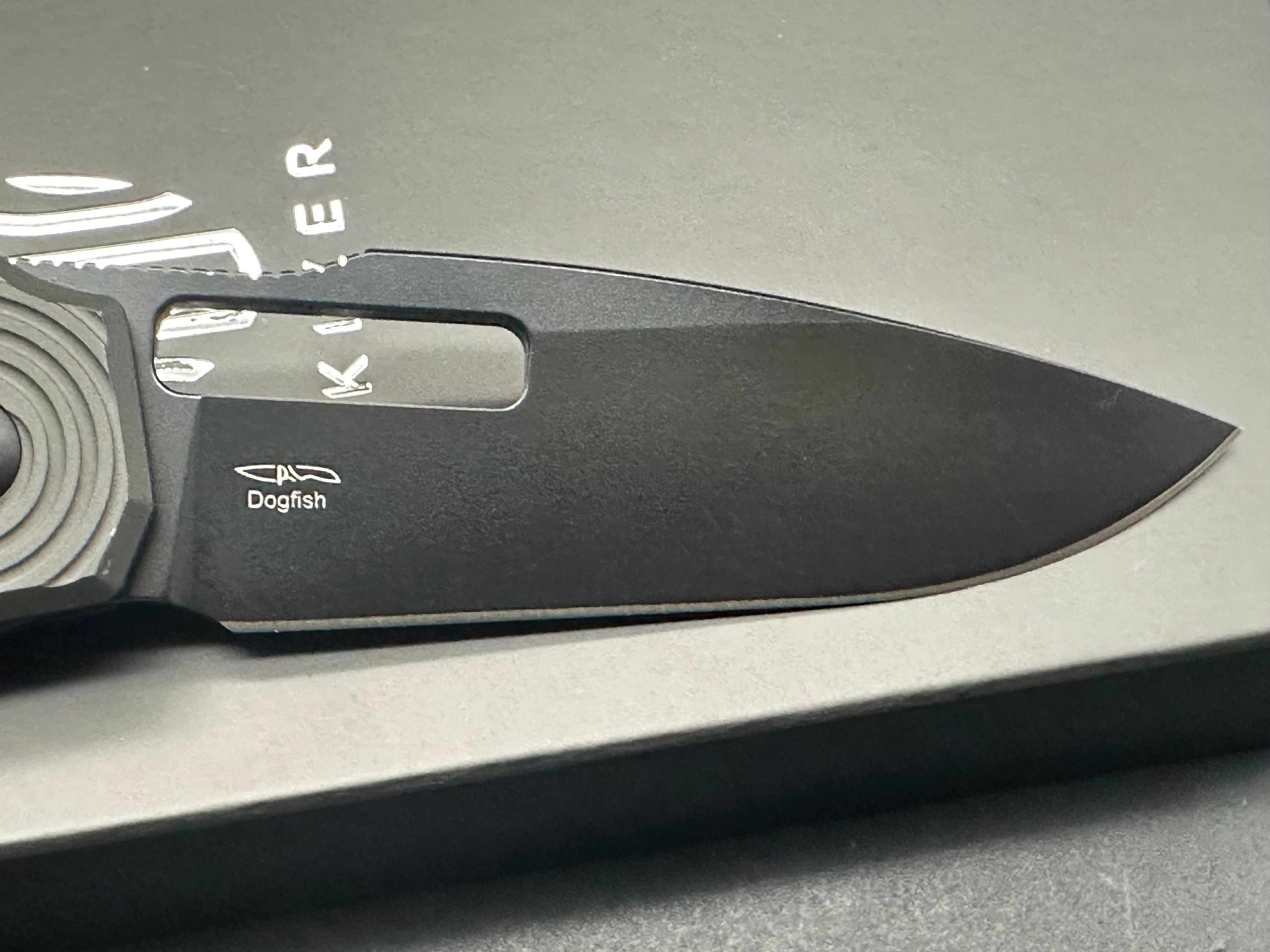 KIZER DOGFISH Button Lock Folding Knife - Black Aluminum Handle, 154CM Drop Point Plain Black Blade (V3640C1) - EDC, Outdoor Camping, Hiking & Survival Tool