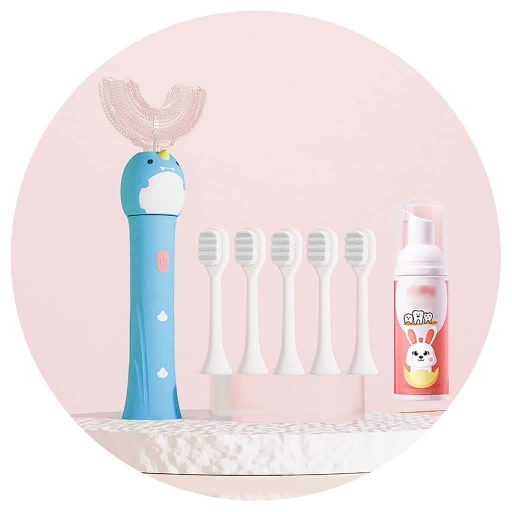 BBFQL Kids Electric Toothbrush - U-Shaped Automatic Rechargeable Toothbrush with Soft Bristles for Children (Green) | Gentle Teeth Cleaning for Toddlers & Preschoolers at Home or Travel