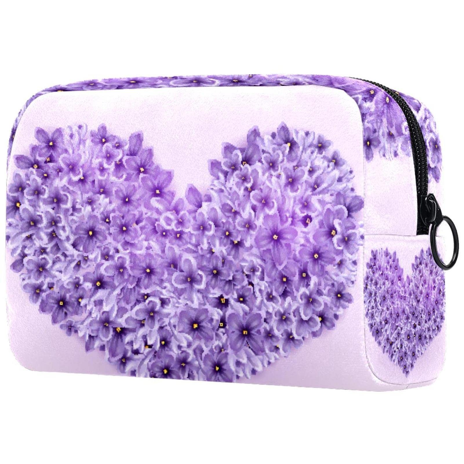 Purple Heart-Shaped Makeup Bag for Women - Travel Cosmetic Case, Professional Portable Makeup Organizer with Brush Holder - Perfect for Travel, Gym & Daily Storage