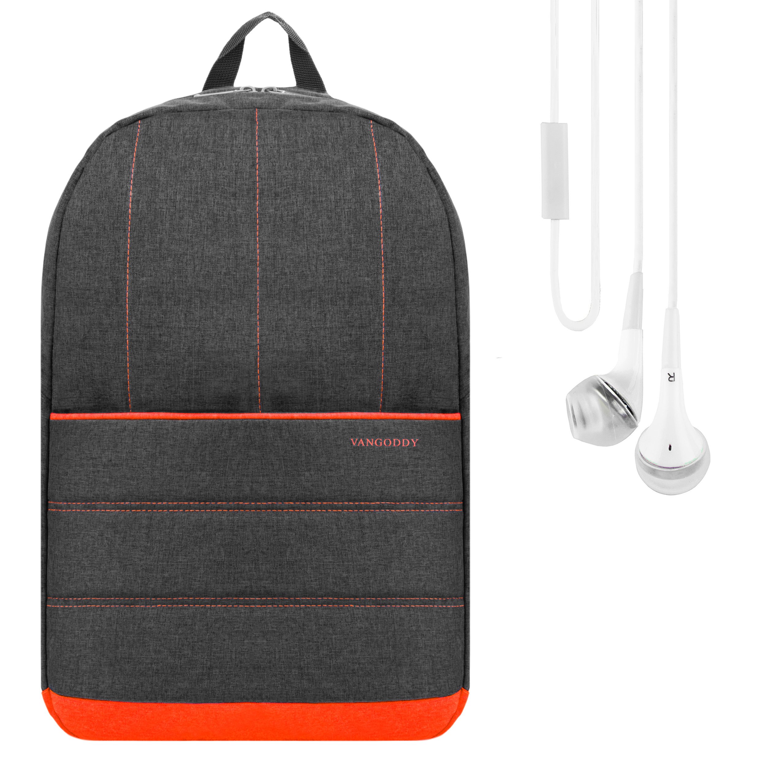 Vangoddy Grove Large Capacity Travel Backpack for 14-15.6 Inch Laptops (Toshiba Tecra A/C/W/Z Series) - Coral Orange with Built-in Headphone Port & Mic - Perfect for Work, School & Travel