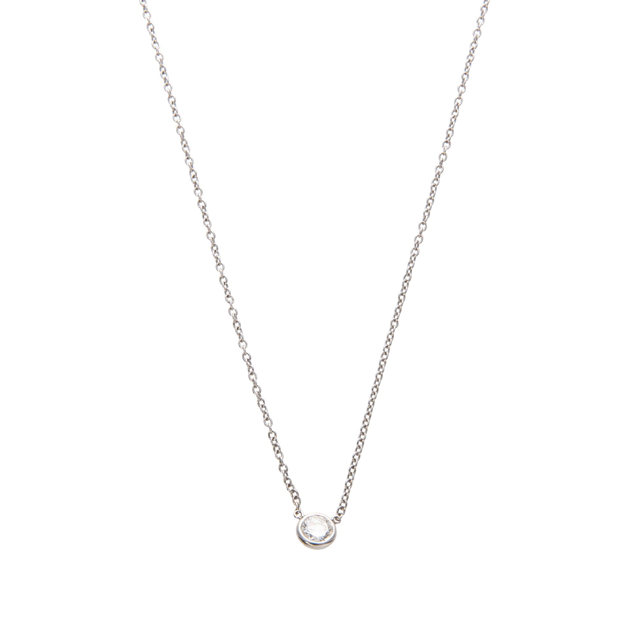 0.96ct Diamond Solitaire Bezel 14K White Gold Necklace for Women - Elegant Pendant Jewelry Gift for Anniversary, Valentine's Day & Special Occasions