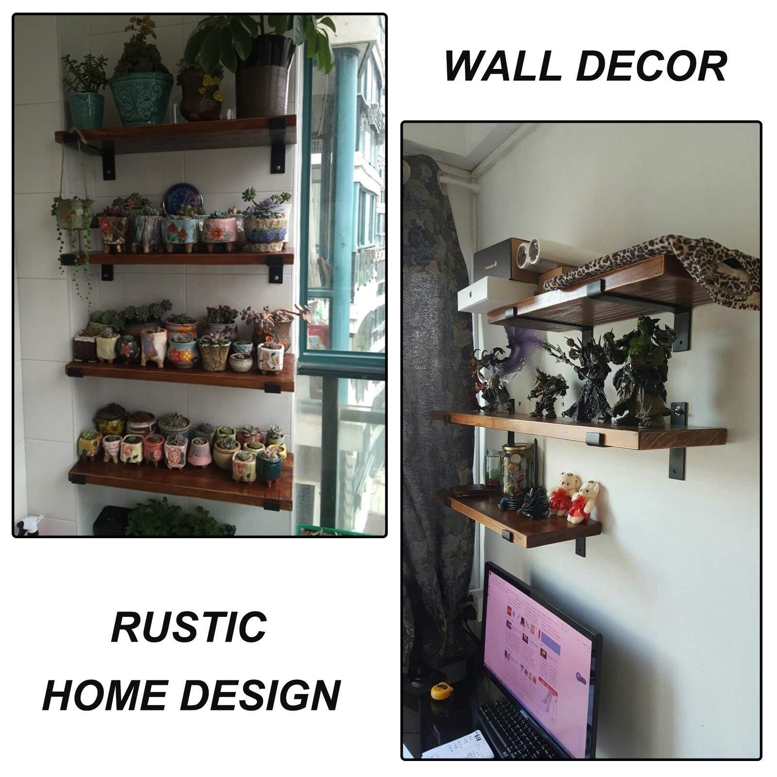 Heavy Duty Narrow Floating Shelf with Brackets - 80cm Rustic Wall Mounted Shelf for Kitchen, Bathroom & Living Room - Perfect for Books, Decor, Utensils & Picture Display - Durable Houseware Storage Solution