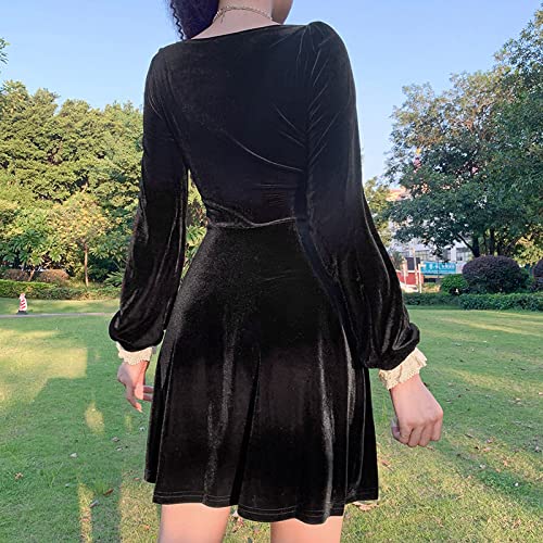 Elegant Mini Princess Gothic Lolita Dress for Women - Puff Sleeve Lace Party Short Dress for Cosplay, Tea Party & Halloween Costume