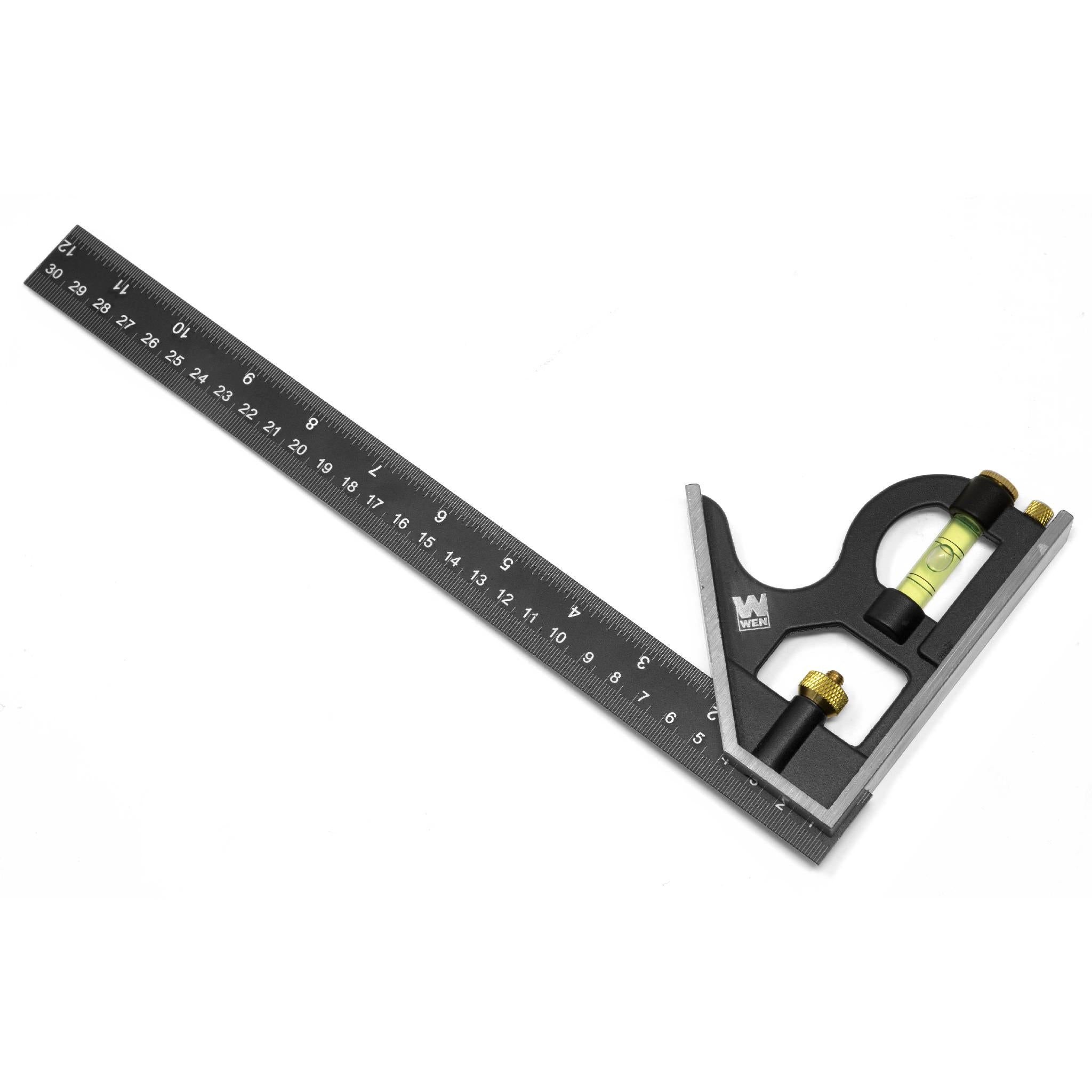 12 Inch Aluminum Combination Square with Bubble Level - WEN ME144L - Perfect for Woodworking, Metalworking, and DIY Projects