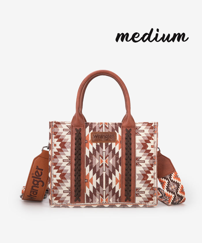 Wrangler Aztec Print Whipstitch Canvas Tote Bag Set - Stylish & Durable Handbag for Women, Perfect for Shopping, Beach & Everyday Use