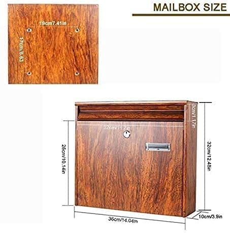 Large Wooden European Style Letterbox - 14x3.9x12.4 Inch Mailbox for Home & Garden - Durable Outdoor Post Box with Weatherproof Design - Perfect for Houses, Apartments & Office Buildings