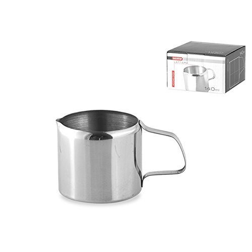 Stainless Steel Milk Jug for 2 Cups (140ml) - Perfect for Coffee, Tea & Latte Art - 10x10x6cm Kitchen Measuring Cup