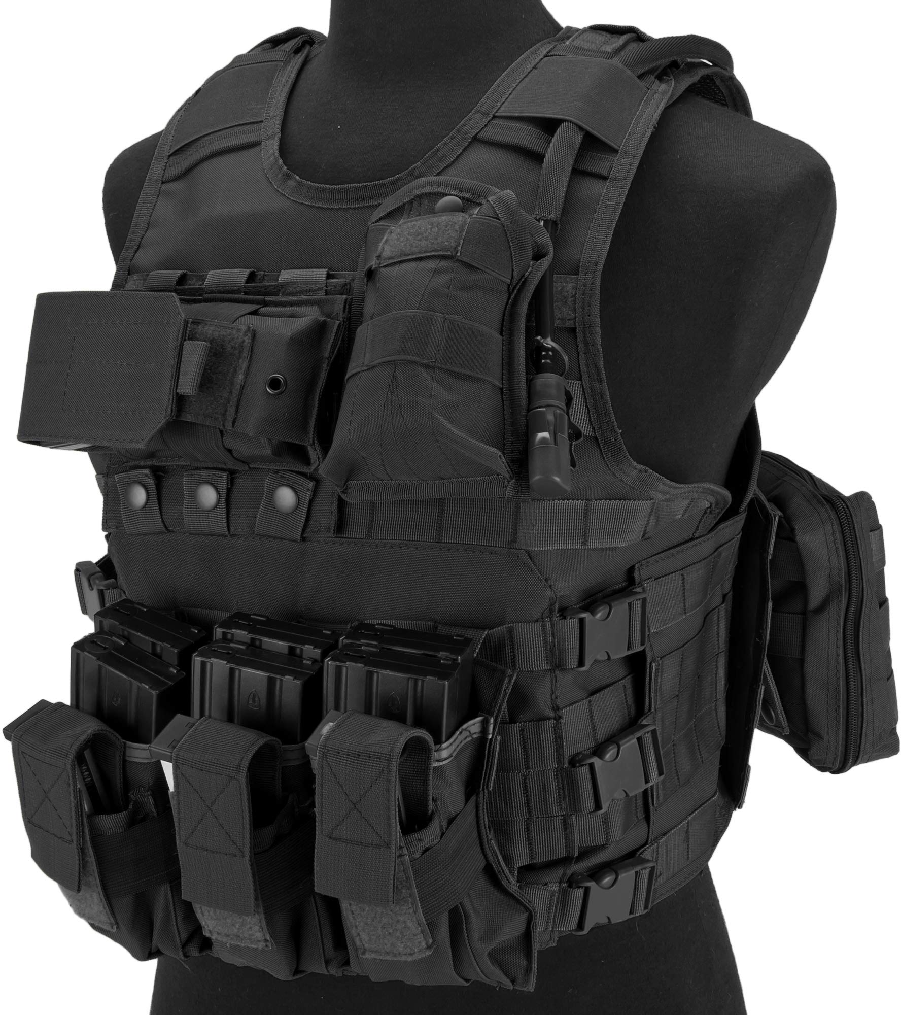 Matrix MEA Tactical Vest with M4 Magazine Pouches & Hydration Bladder - Airsoft Military Gear for Outdoor Training & Paintball Games