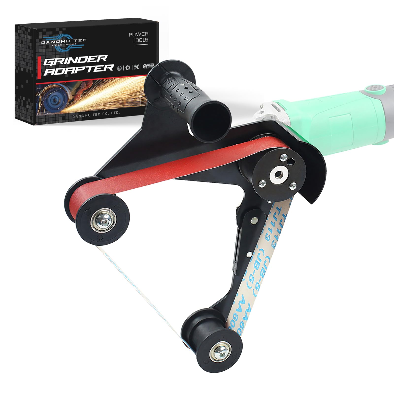 Angle Grinder Belt Sander Adapter - 5/8-11 Thread Pipe & Tube Sanding Attachment with 1.68