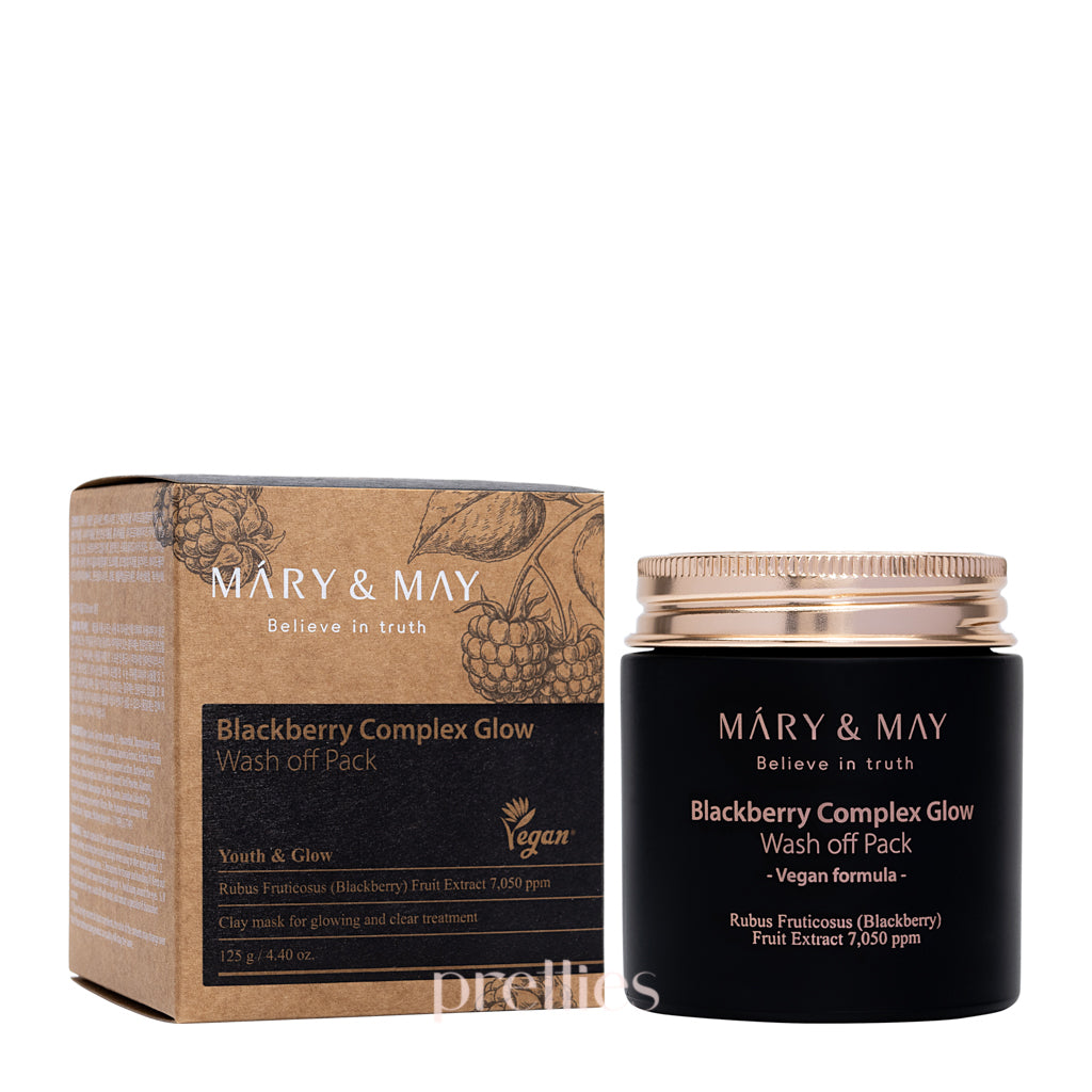 Mary & May Blackberry Complex Glow Wash Off Face Mask 125g - Brightening & Hydrating Facial Treatment for Dull Skin | Perfect for Nighttime Skincare Routine