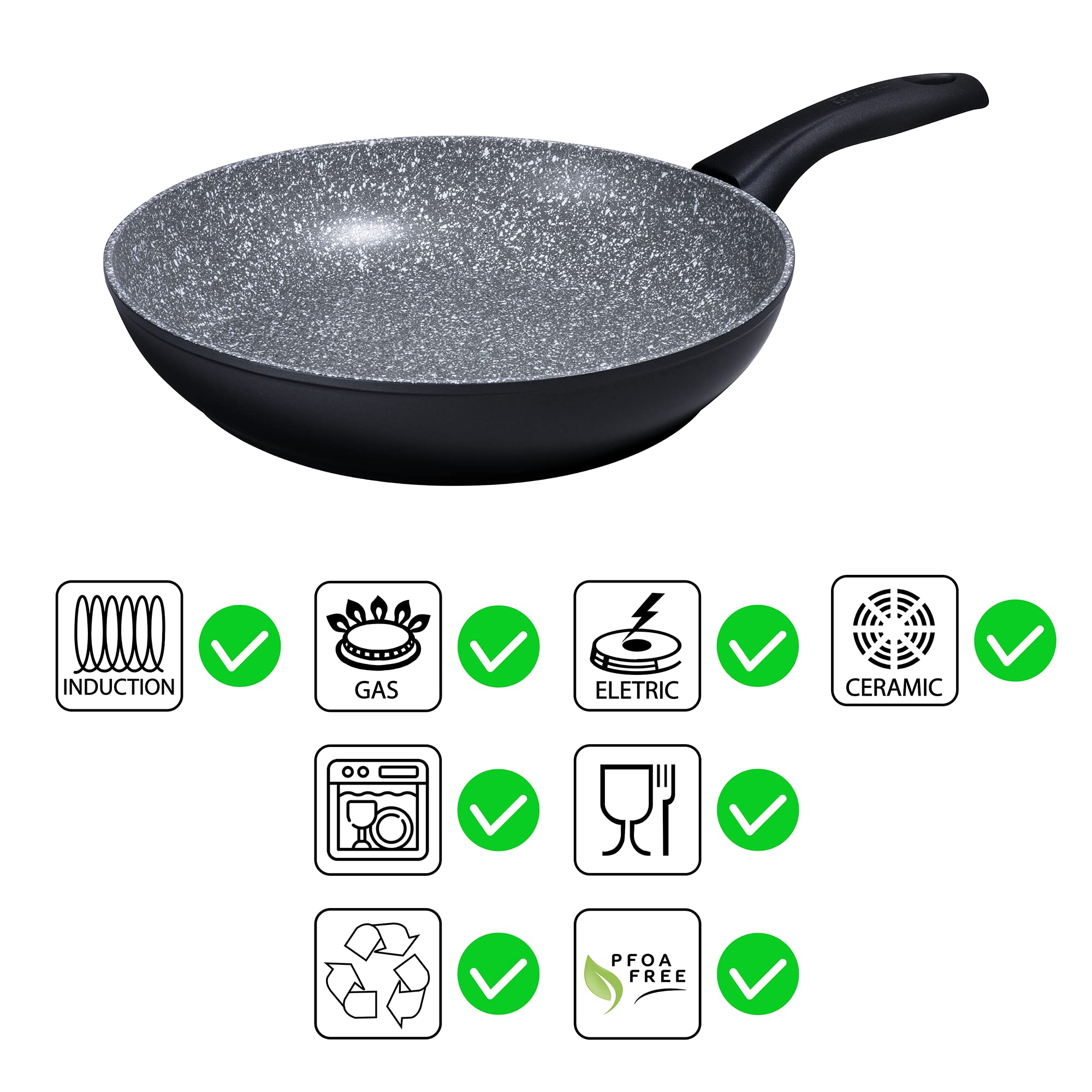 Bialetti Black Pearl Universal Nonstick Frying Pan 11 Inch - Premium Cookware for Sauteing, Frying & Cooking - Perfect for Gas, Electric & Induction Stoves