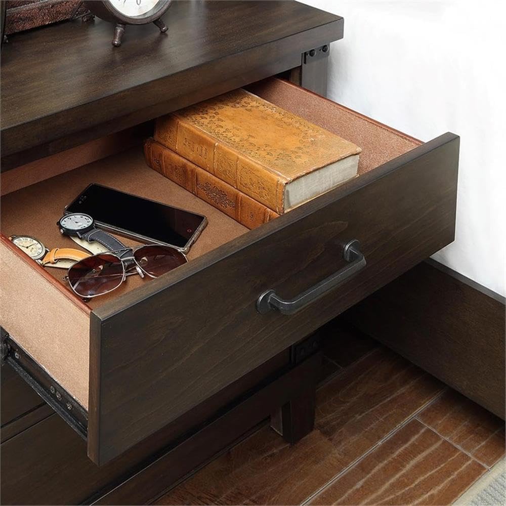 BOWERY HILL 3-Drawer Walnut Wood Nightstand - Modern Transitional Bedside Table for Bedroom, Living Room & Guest Room