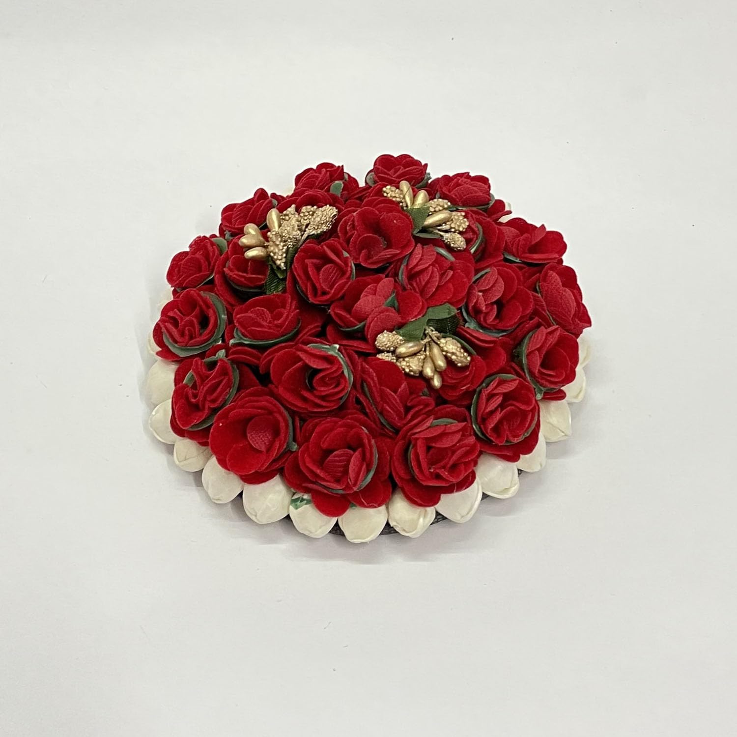 GuruEmbelish Bridal Bun Juda Gajra Maker - White & Red Flower Hair Accessories for Women & Girls | Perfect for Weddings, Parties & Festive Occasions
