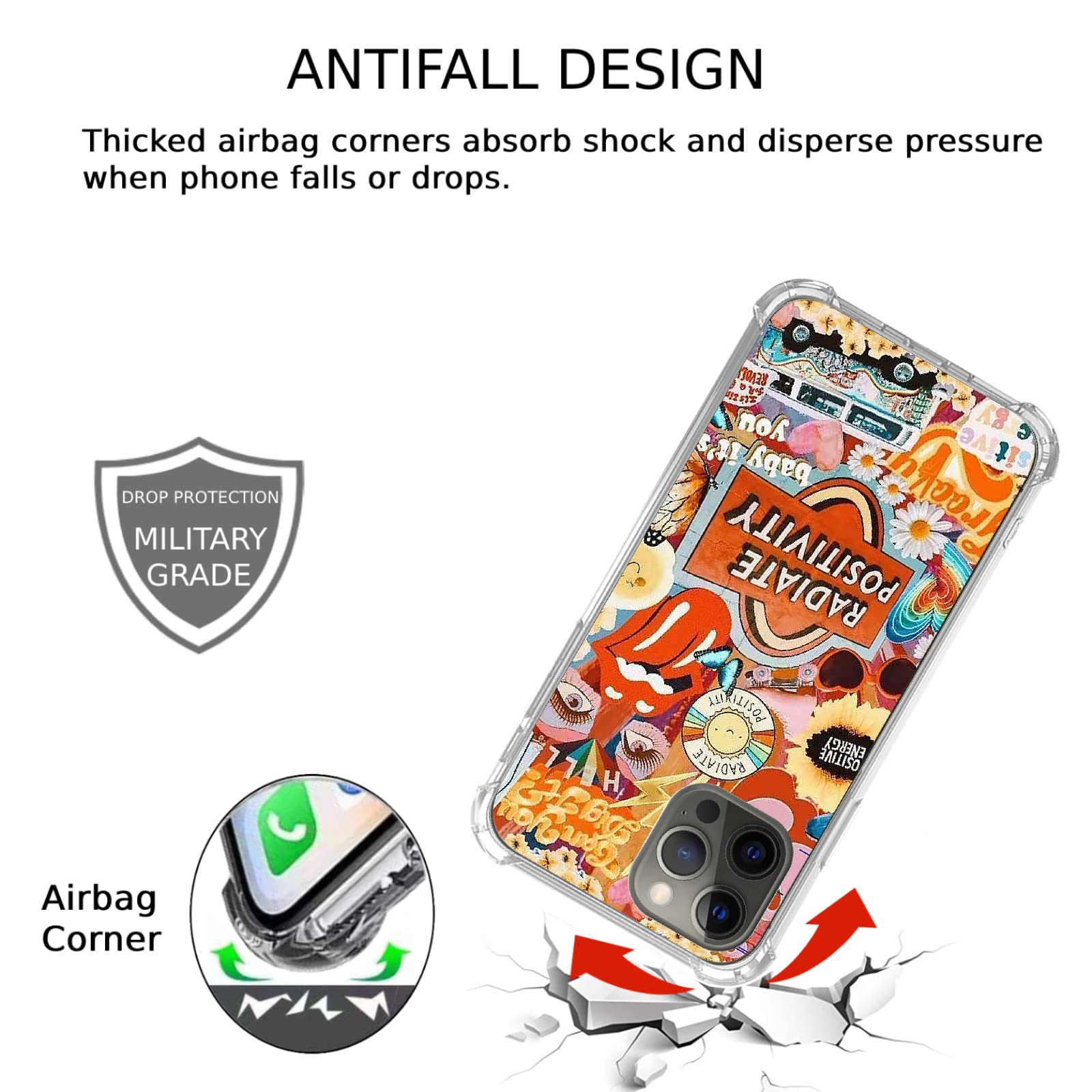 **Aesthetic Orange Hippie Trippy Groovy Phone Case for iPhone 12 Pro Max - Trendy Daisy Butterfly TPU Bumper Cover for Teens, Men & Women - Perfect for Music Festivals, Boho Style & Everyday Protection**