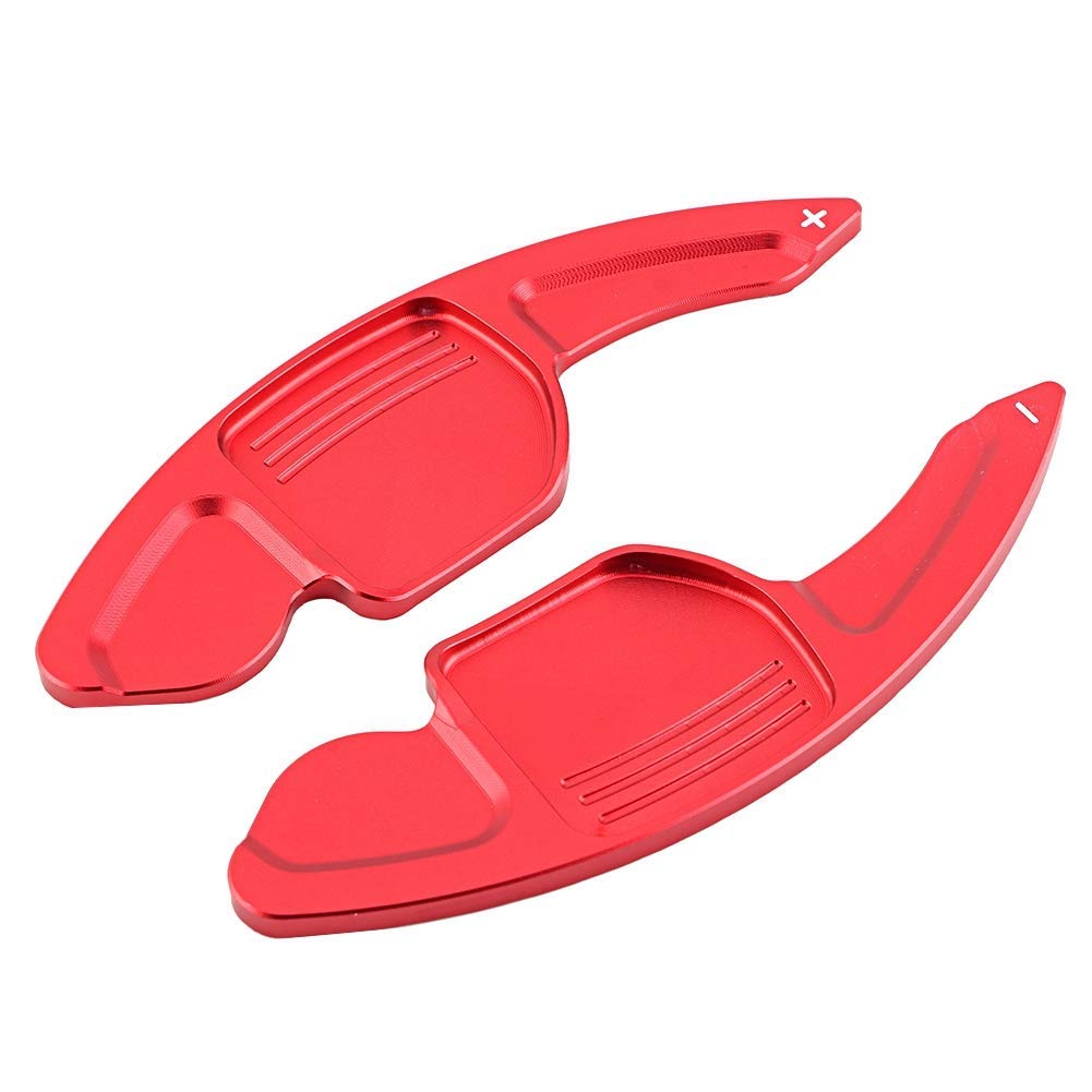 KIMISS 2pcs Aluminum Alloy Car Steering Wheel Shift Paddle Extensions - Compatible with Audi A3/A4L (2013-2016), A5 (2012-2016) - Bright Red Racing Accessories for Enhanced Driving Performance & Sporty Look