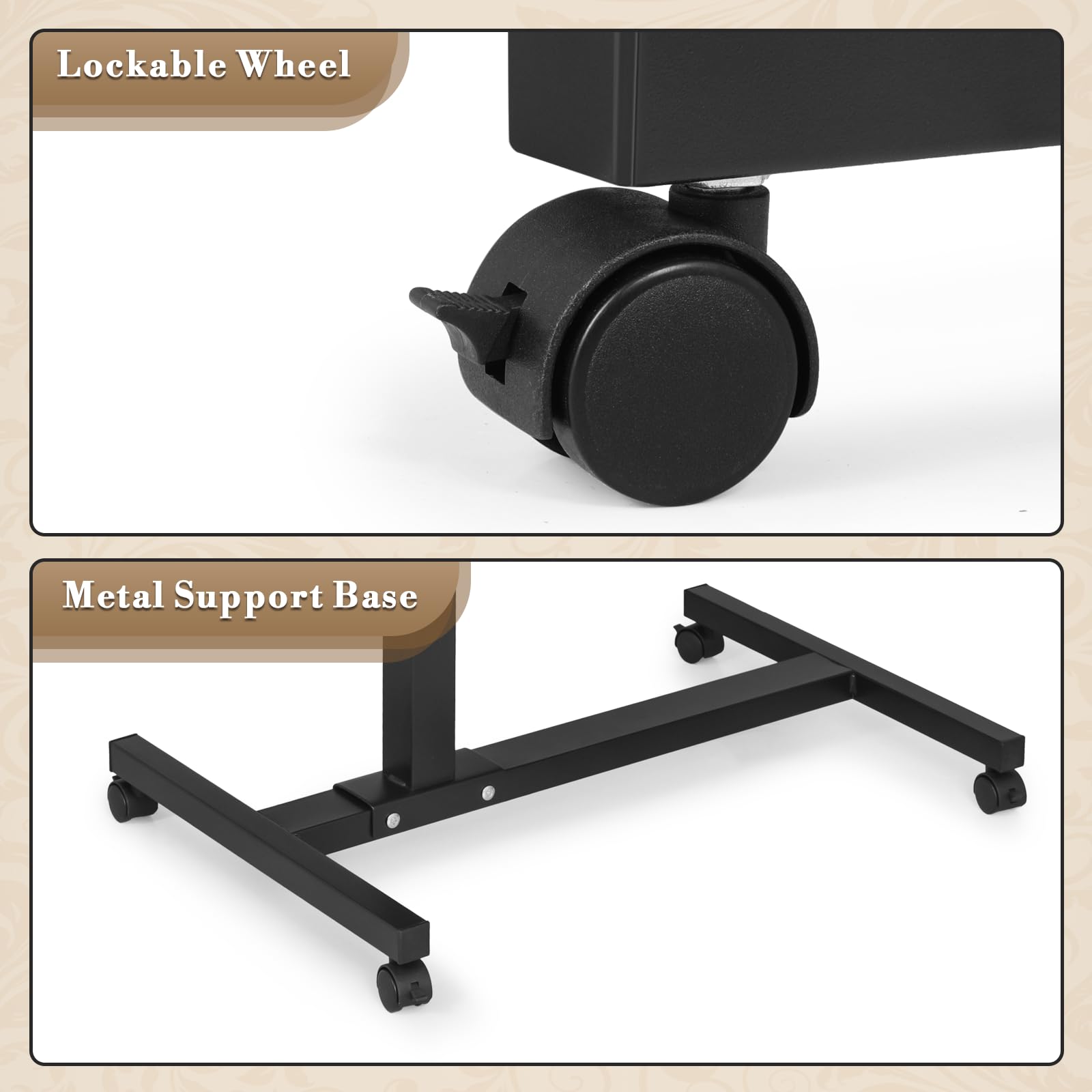 Adjustable Height Rolling Laptop Stand Cart - Mobile Portable Sit to Stand Desk Workstation for Home Office (Black) | Perfect for Small Spaces, Remote Work & Ergonomic Computing Setup