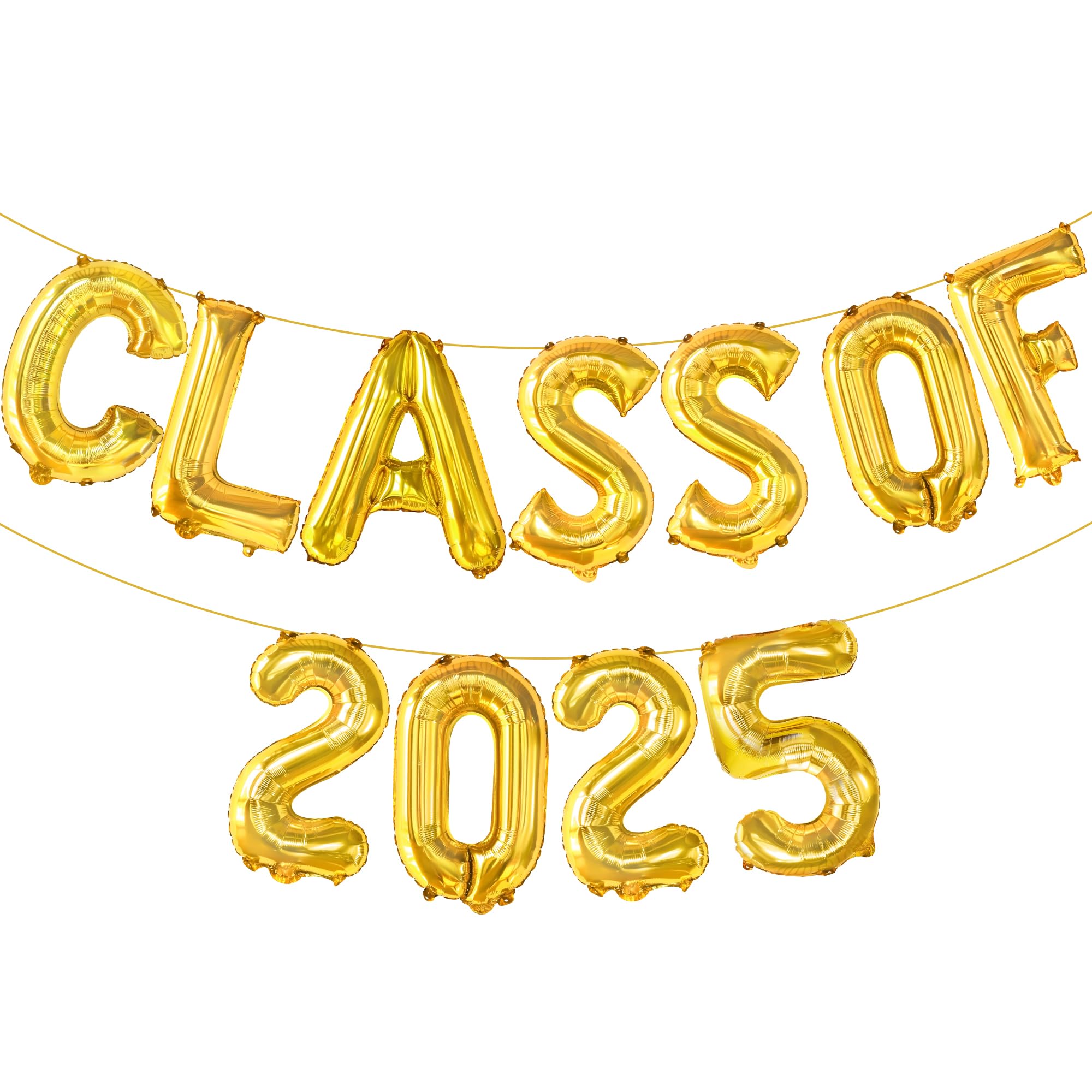 KatchOn Graduation Cap Garland - 10ft Gold & Black Class of 2025 Decor | 16in Graduation Balloons | Party Backdrop, Photo Booth & Wall Decoration for High School & College Graduation Celebrations