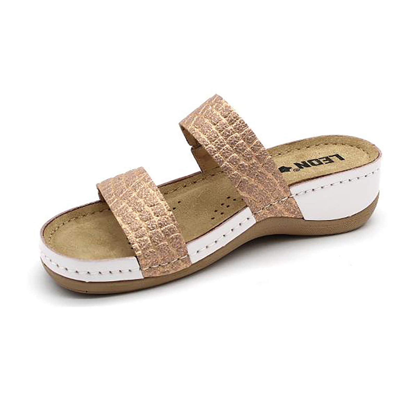 LEON 918 Women's Leather Slip-On Sandals - Comfortable Mule Clogs & Slippers for Ladies - Perfect for Home, Office, and Casual Outings
