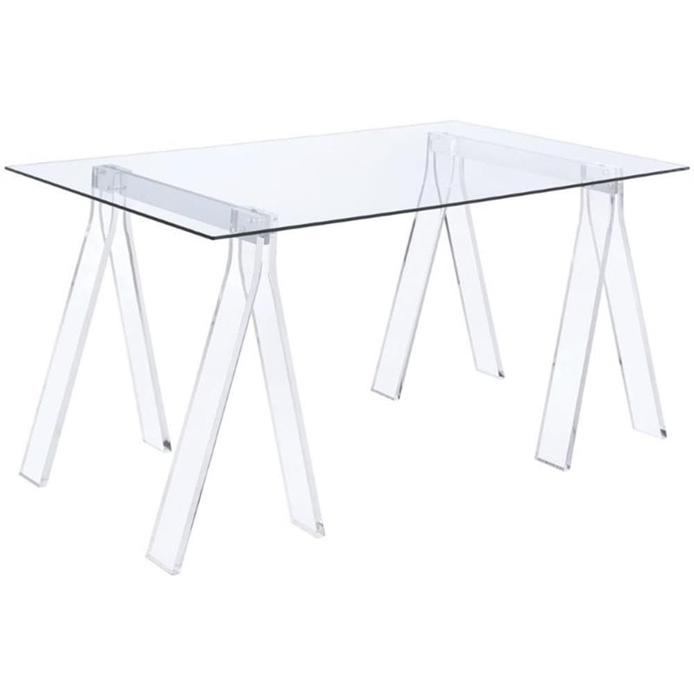 Modern 2-Piece Home Office Furniture Set - Writing Desk & Acrylic Ladder Bookcase for Small Spaces | Study Room, Bedroom, Dorm & Apartment Decor