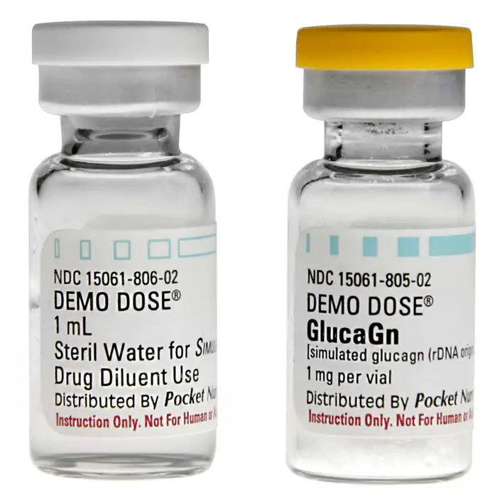 Simulated Glucagon Two Vial Set for Medical Training - Emergency Diabetes Practice Kit for Healthcare Professionals & Students