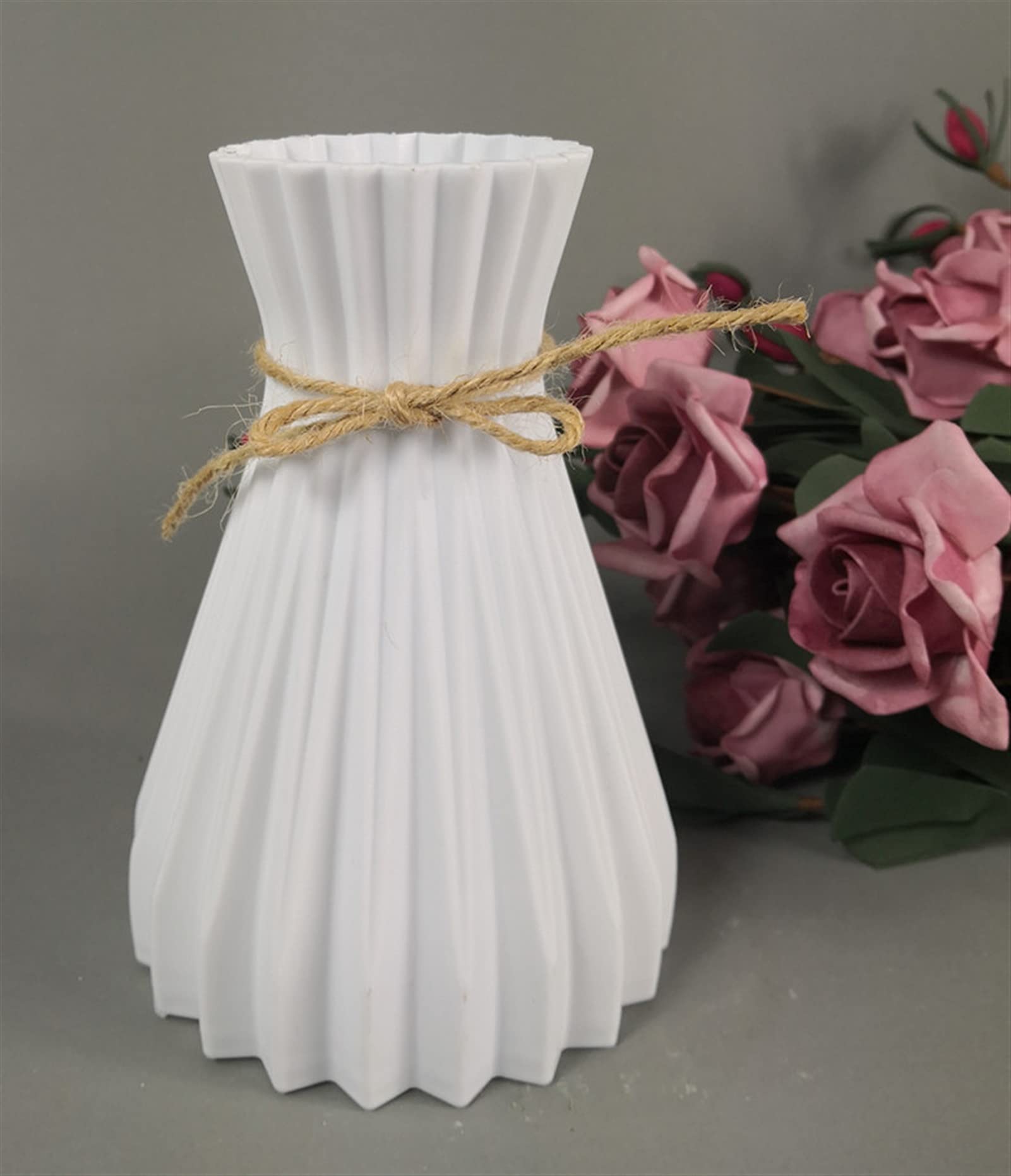 Unbreakable Plastic Flower Vase - Modern Rattan-Like Design for Home Decor, Wedding Centerpieces & Office Decoration | Anti-Ceramic, European Style, Creative Simplicity (Color B)