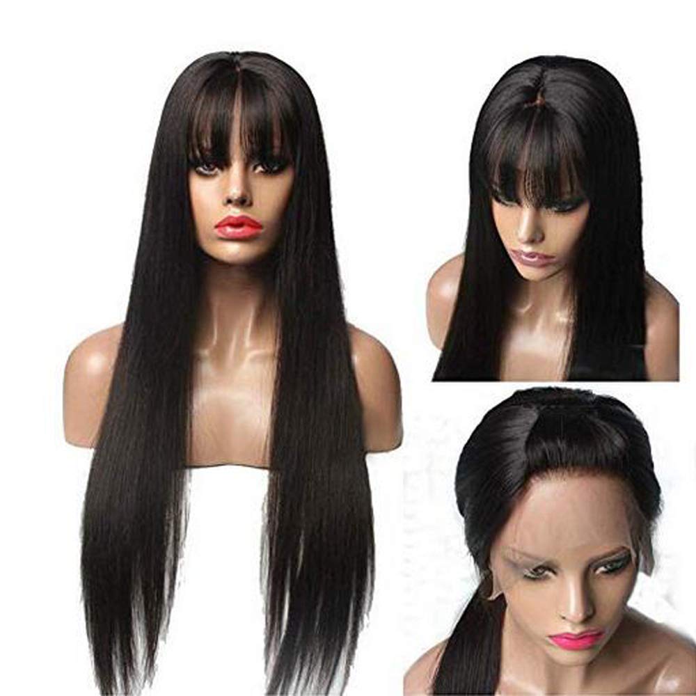 13x6 HD Transparent Lace Front Wig - 18 Inch Straight Peruvian Human Hair Wig for Black Women (150% Density, Natural Color) - Perfect for Daily Wear, Parties & Special Occasions