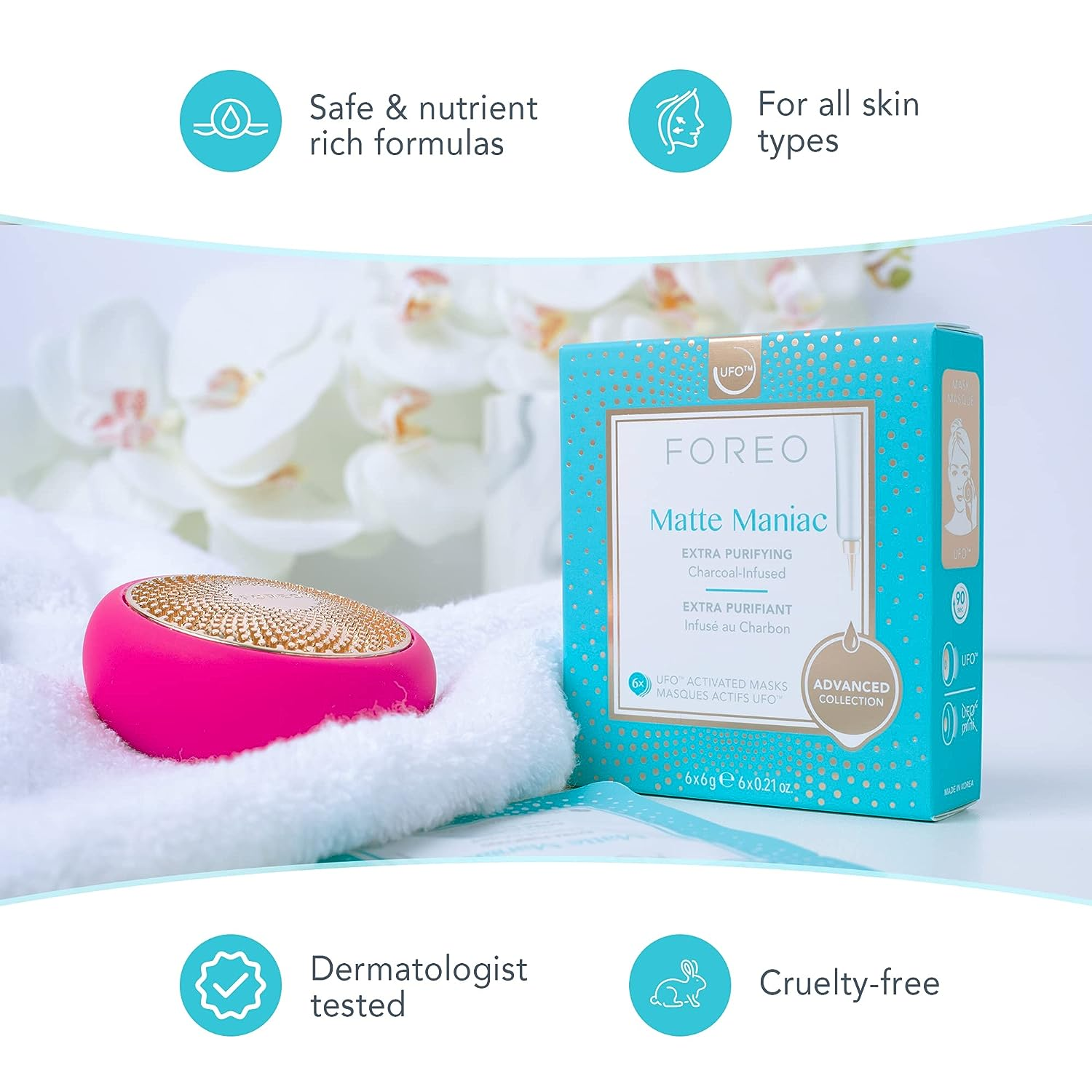 FOREO UFO Matte Maniac Mask - Oil Control & Pore Minimizing Face Mask for Glowing Skin | Perfect for Oily & Combination Skin Types | At-Home Spa Treatment & Self-Care Routine