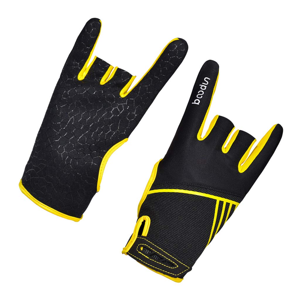 EXCEART Anti-Skid Semi-Finger Bowling Gloves - Professional Comfortable Sports Mittens for Men & Women - Size S/M (Yellow) - Perfect for Bowling Leagues, Tournaments & Outdoor Sports Activities