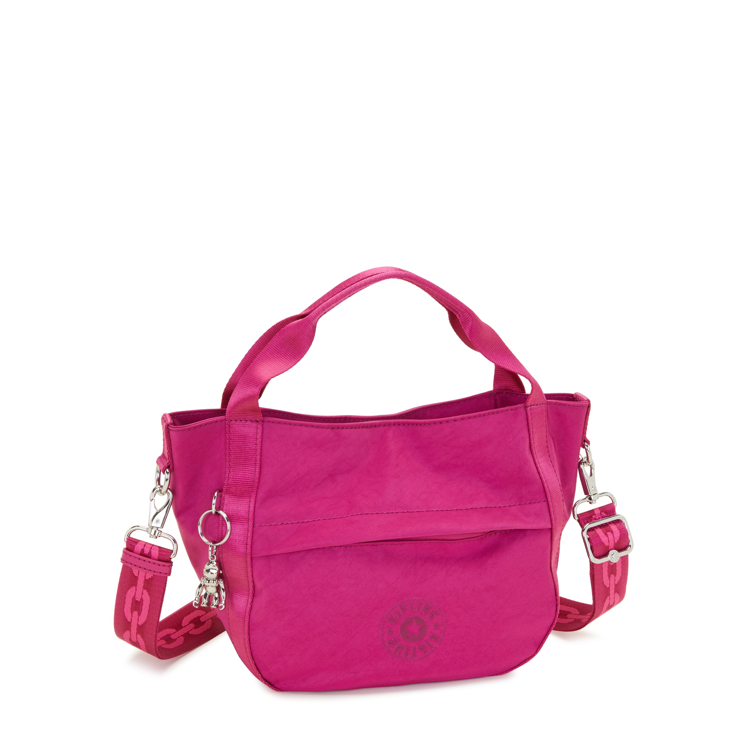 Kipling Bahar Satin Shoulder Bag for Women - Lightweight Crossbody Purse with Adjustable Strap, Fuchsia Night Pink - Perfect for Work, Travel & Everyday Use