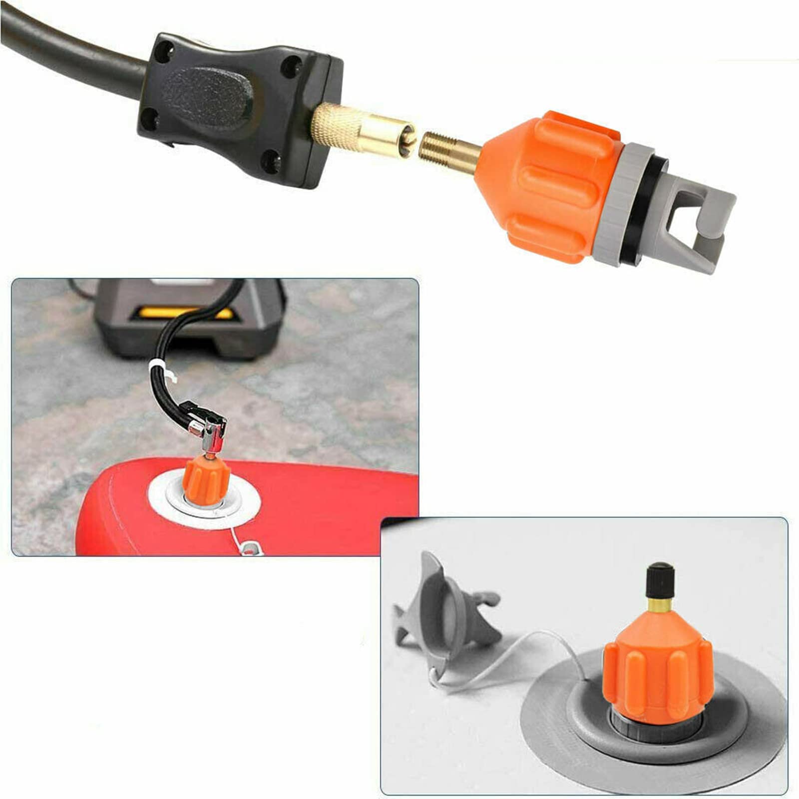 2Pcs Inflatable Boat SUP Pump Adapter - Universal Air Valve Adapter for Kayak, SUP Board, Rowing Boat & Paddle Board - Perfect for Water Sports & Outdoor Adventures