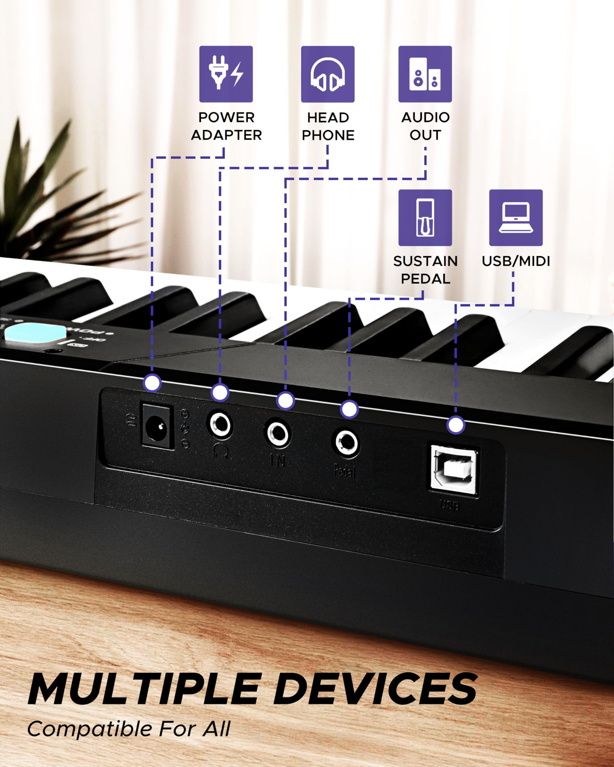 Starfavor 88-Key Digital Piano Keyboard - Portable Electric Piano with Semi-Weighted Keys, Stand, Headphones & Sustain Pedal - Perfect for Beginners, Home Practice & Live Performances