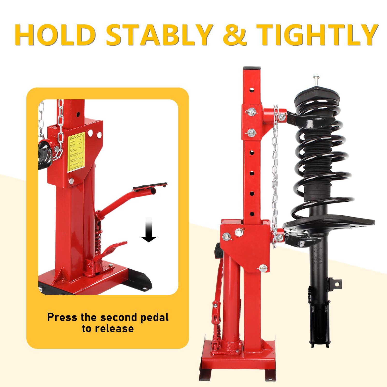 3 Ton Hydraulic Strut Spring Compressor Tool with 4 Snap Joints (6600lbs Capacity) - Professional Auto Repair Equipment for Coil Spring Replacement & Suspension Maintenance | Ideal for Mechanics, DIY Car Enthusiasts & Garage Use