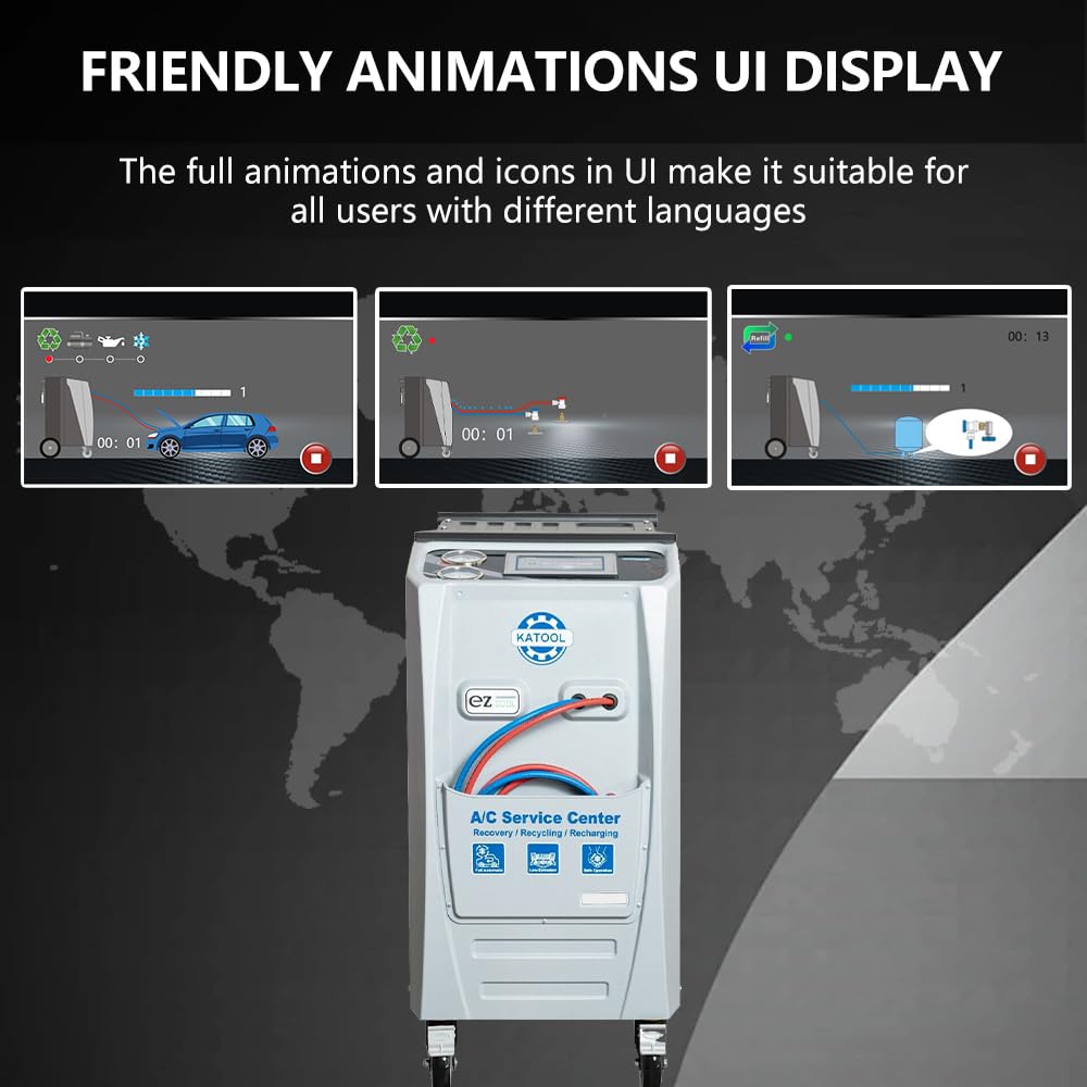 Fully Automatic Refrigerant Recovery Machine for AC & Automotive - R134a R134YF Compatible - Professional HVAC & Car AC Maintenance Tool for Home & Auto Repair Shops