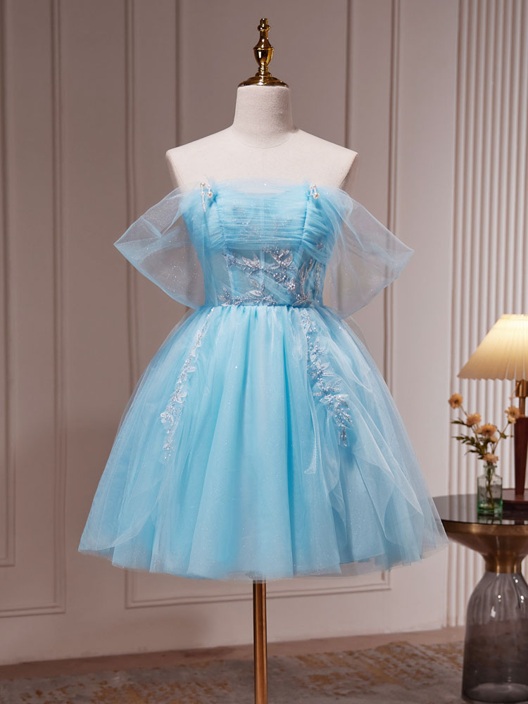 Elegant Blue A-Line Short Prom Dress for Women - Cute Homecoming Party Dress for Teens - Perfect for Dances, Graduations & Special Occasions