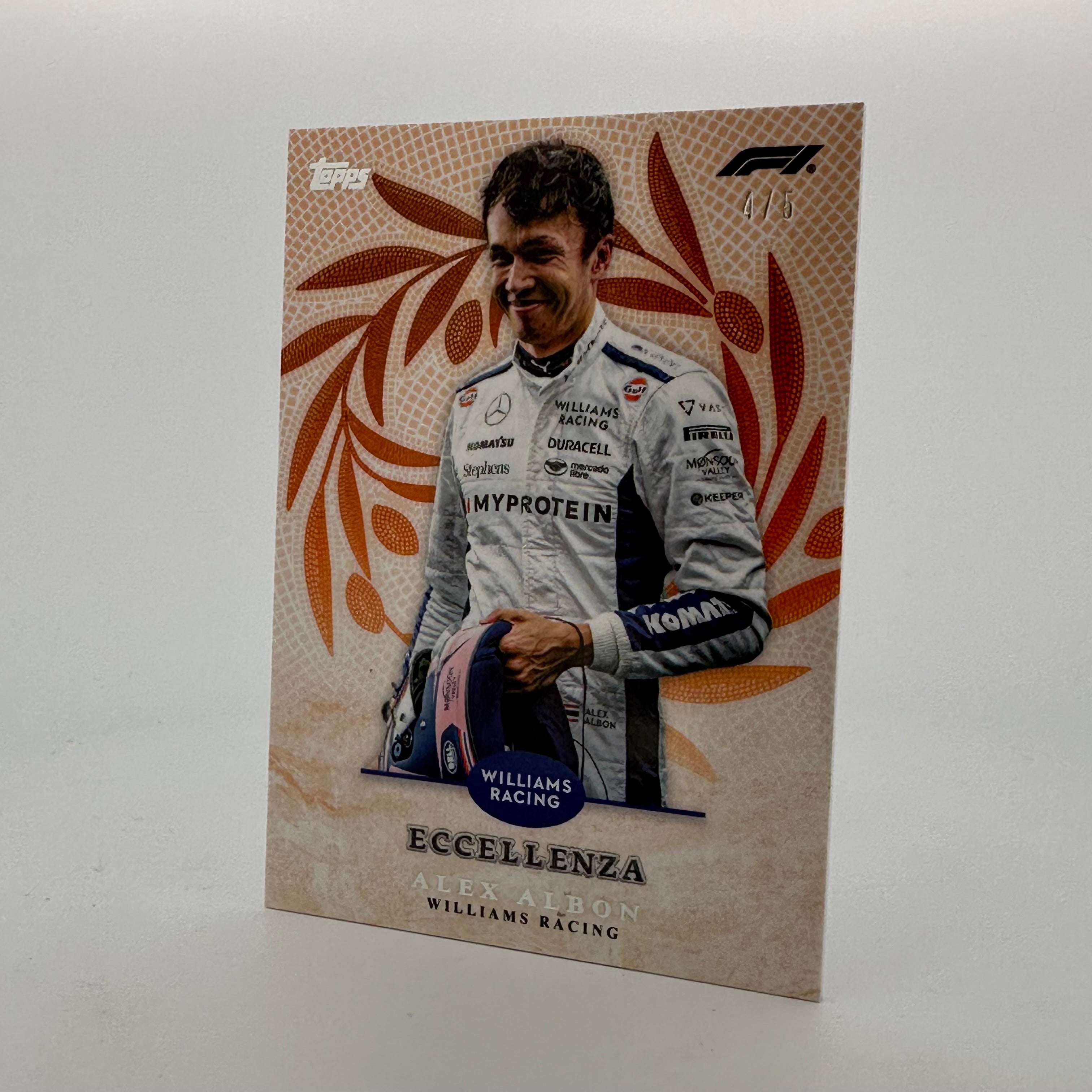 2024 Topps Eccellenza F1 Alex Albon Trionfo Orange Formula 1 Racing Card - Perfect for Collectors, Fans, and Display in Home or Office