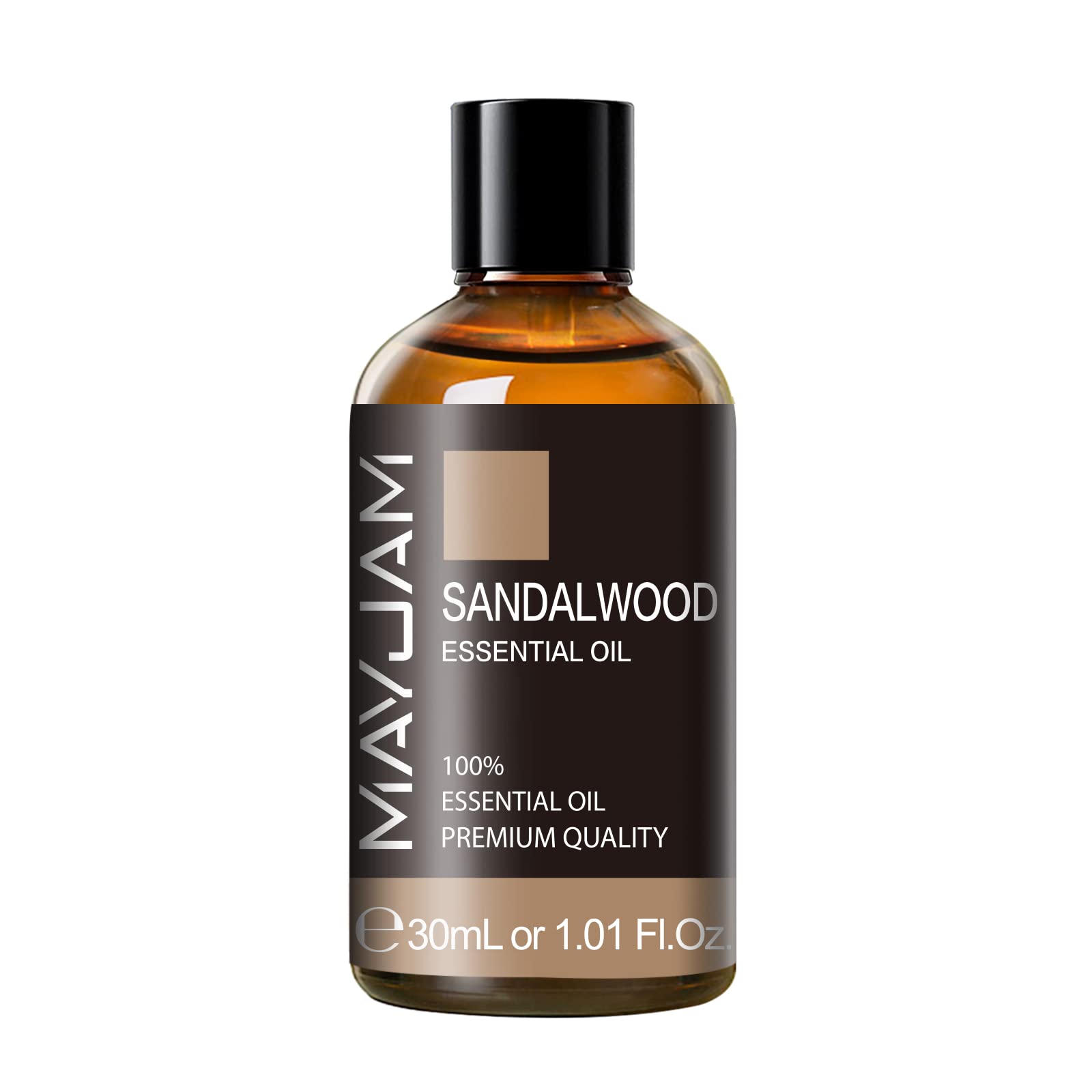 MAYJAM Premium Sandalwood Essential Oil 1.01 FL OZ (30ml) - 100% Pure Aromatherapy Oil for Diffusers, Candles, Massage, Home, Office, Car & Yoga Relaxation - Natural Stress Relief & Meditation Aid