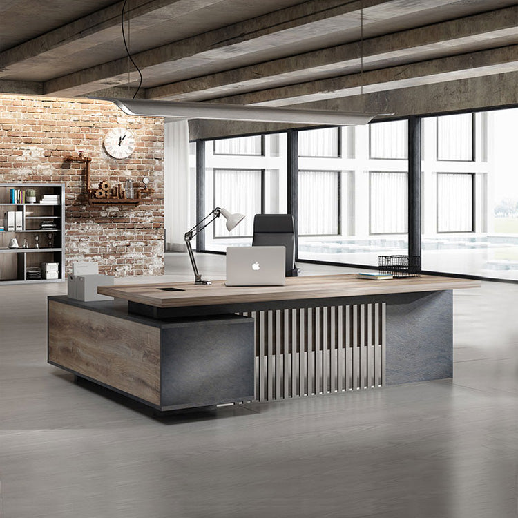 DAXTON Executive Desk with Right Return 2.4M Warm Oak & Black - Premium Office Furniture for Home & Business Workspaces