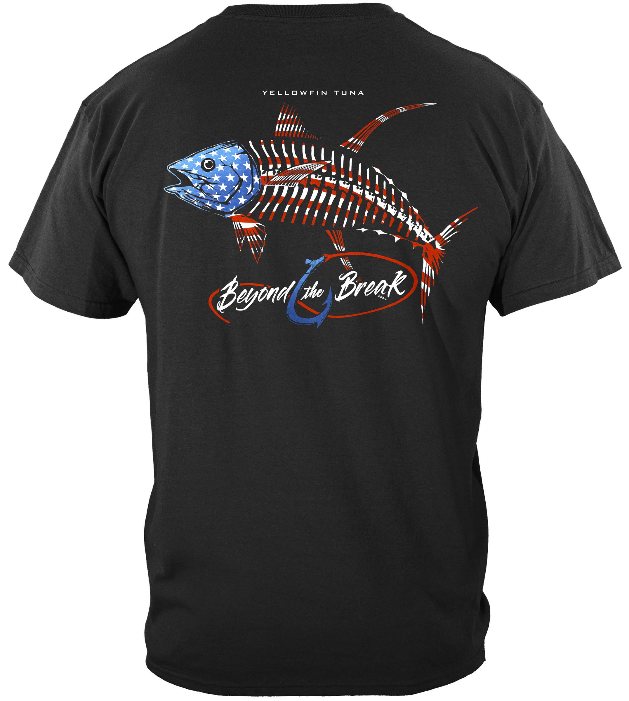 Patriotic Tuna Fishing T-Shirt - American Flag Design - Black 4XL - Comfortable Performance Tee for Anglers & Outdoor Enthusiasts